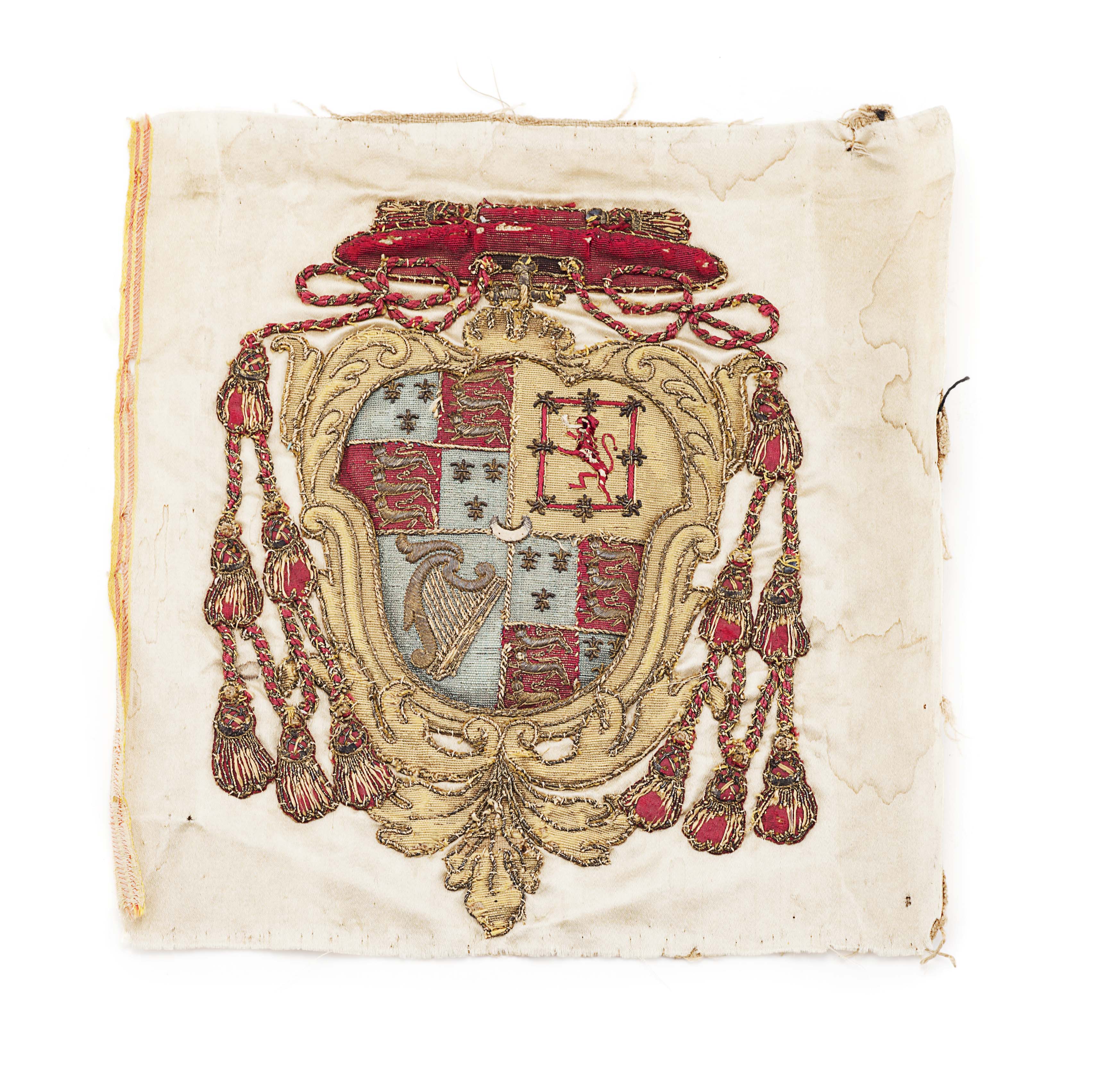 Embroidered panel from Henry Benedict, Cardinal Duke of York livery