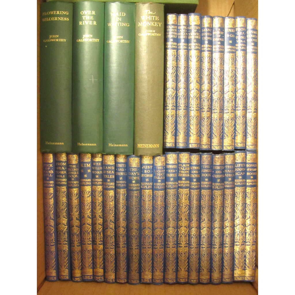 Sets of English authors in cloth bindings, including Wilde, Oscar
