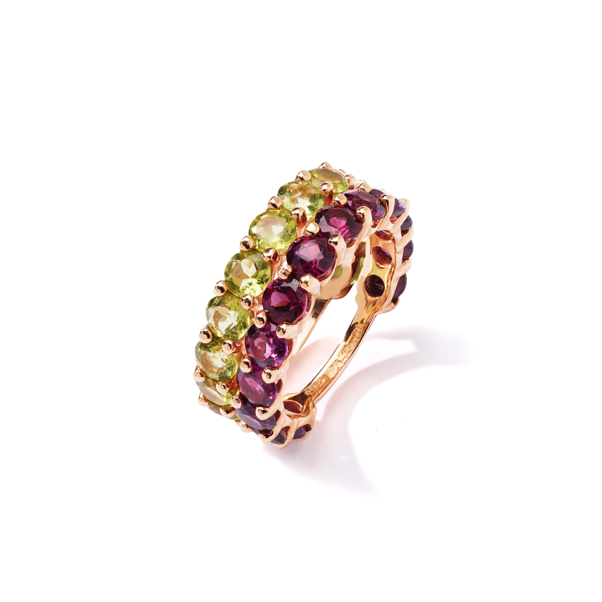 A pair of gem-set band rings