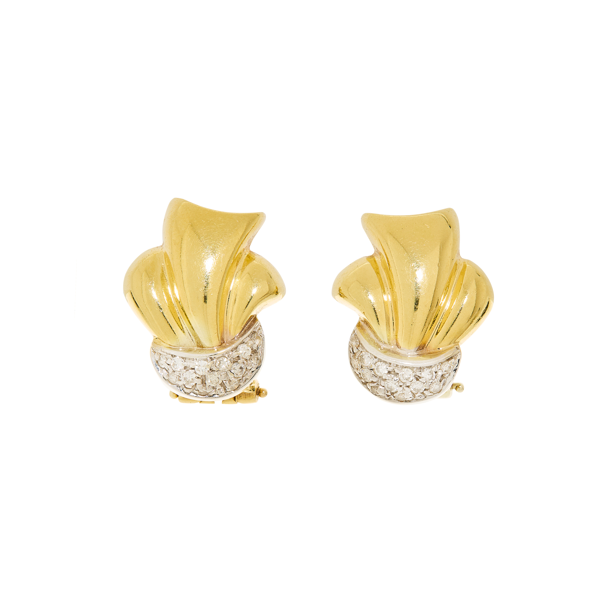 A pair of diamond ribbon-tied earrings