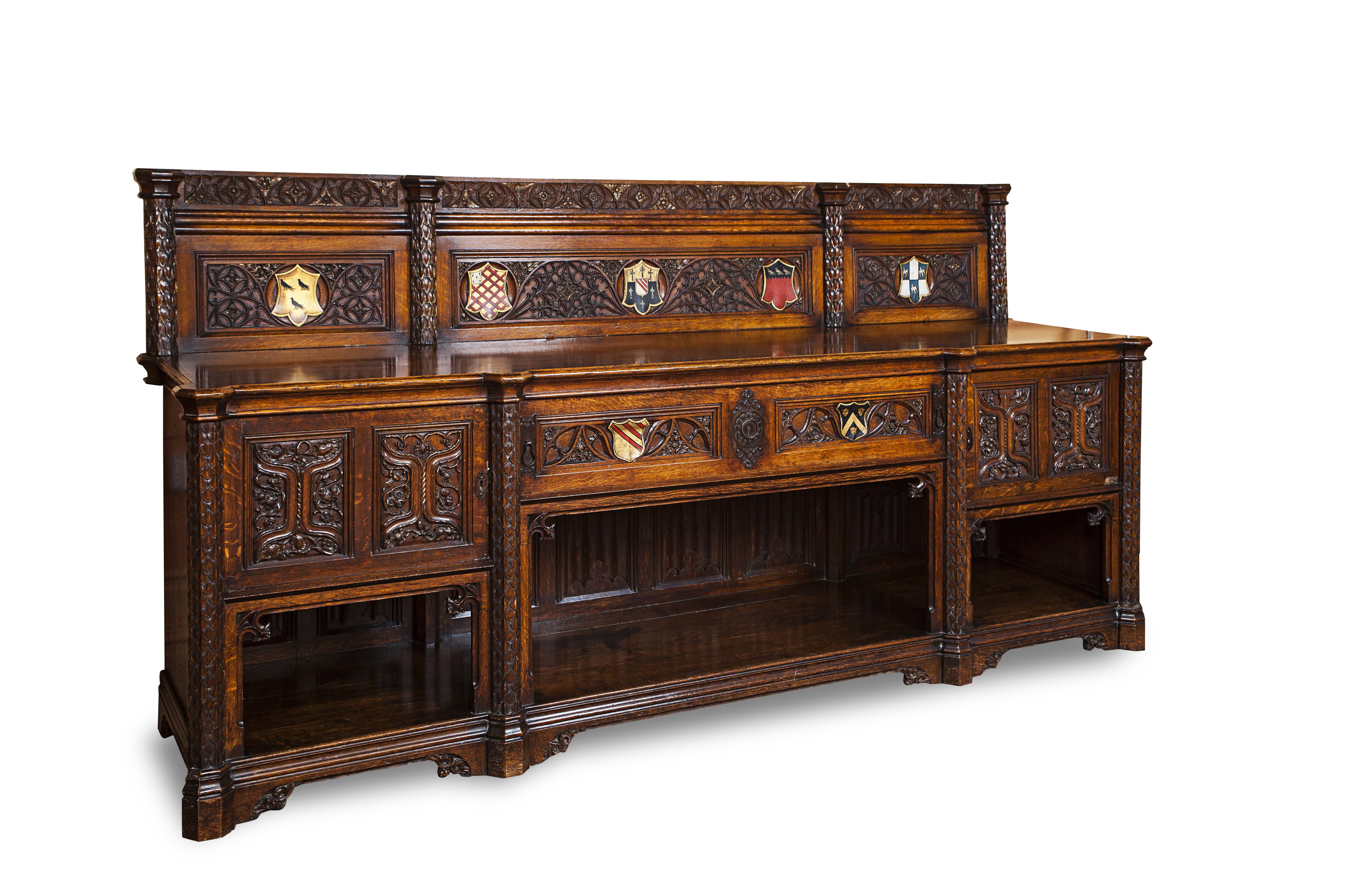 VICTORIAN OAK AND PAINTED SIDEBOARD
