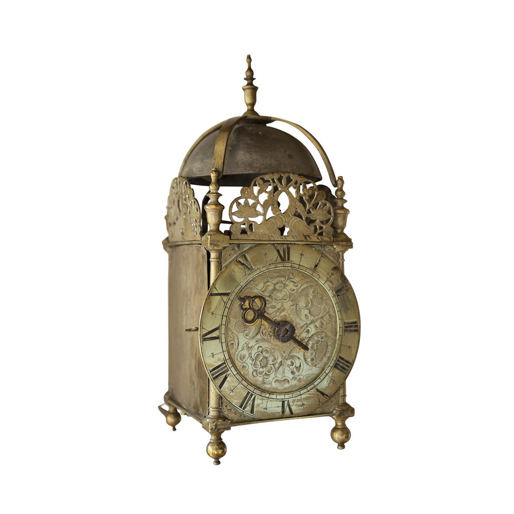AN ENGLISH BRASS LANTERN CLOCK