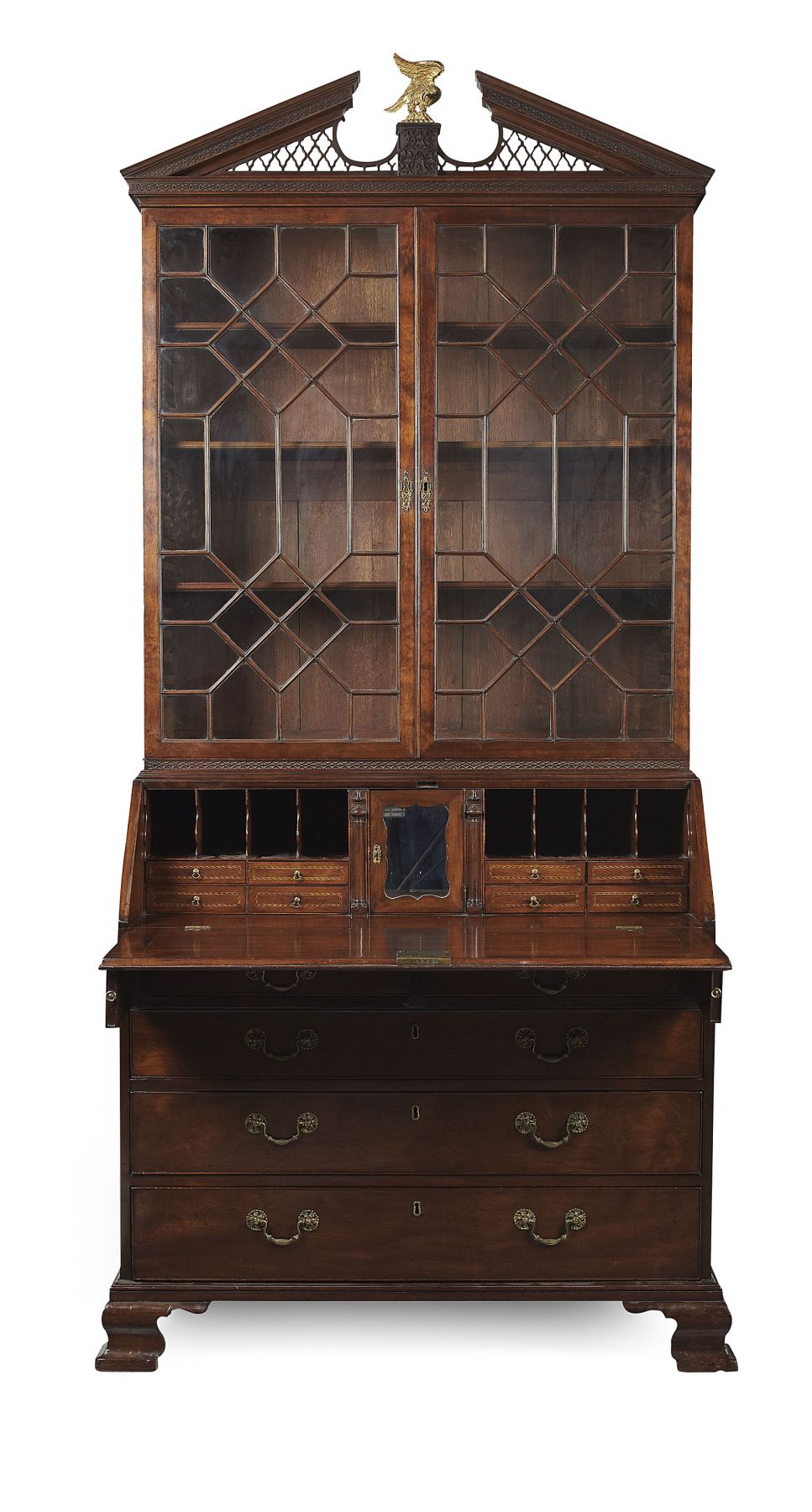 GEORGE III MAHOGANY BUREAU BOOKCASE
