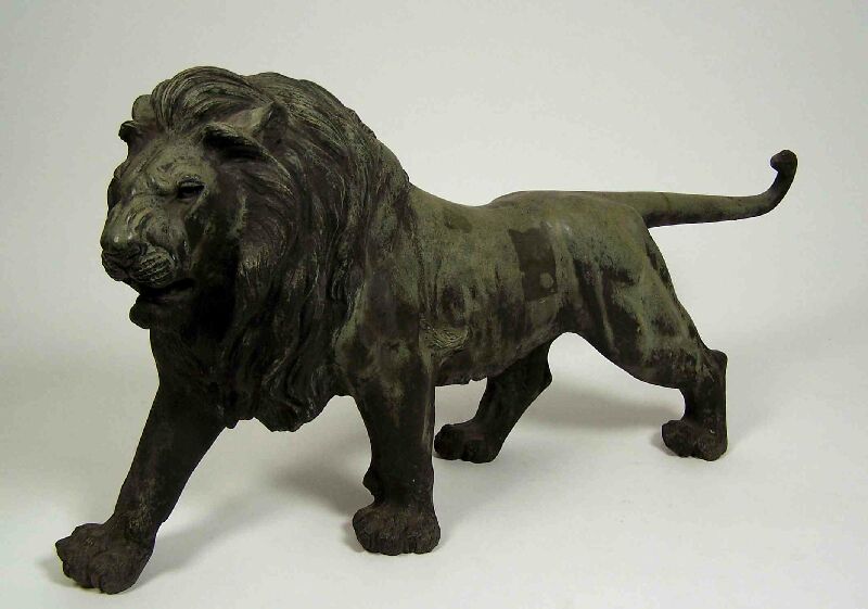 A Japanese bronze prowling lion Meiji period
