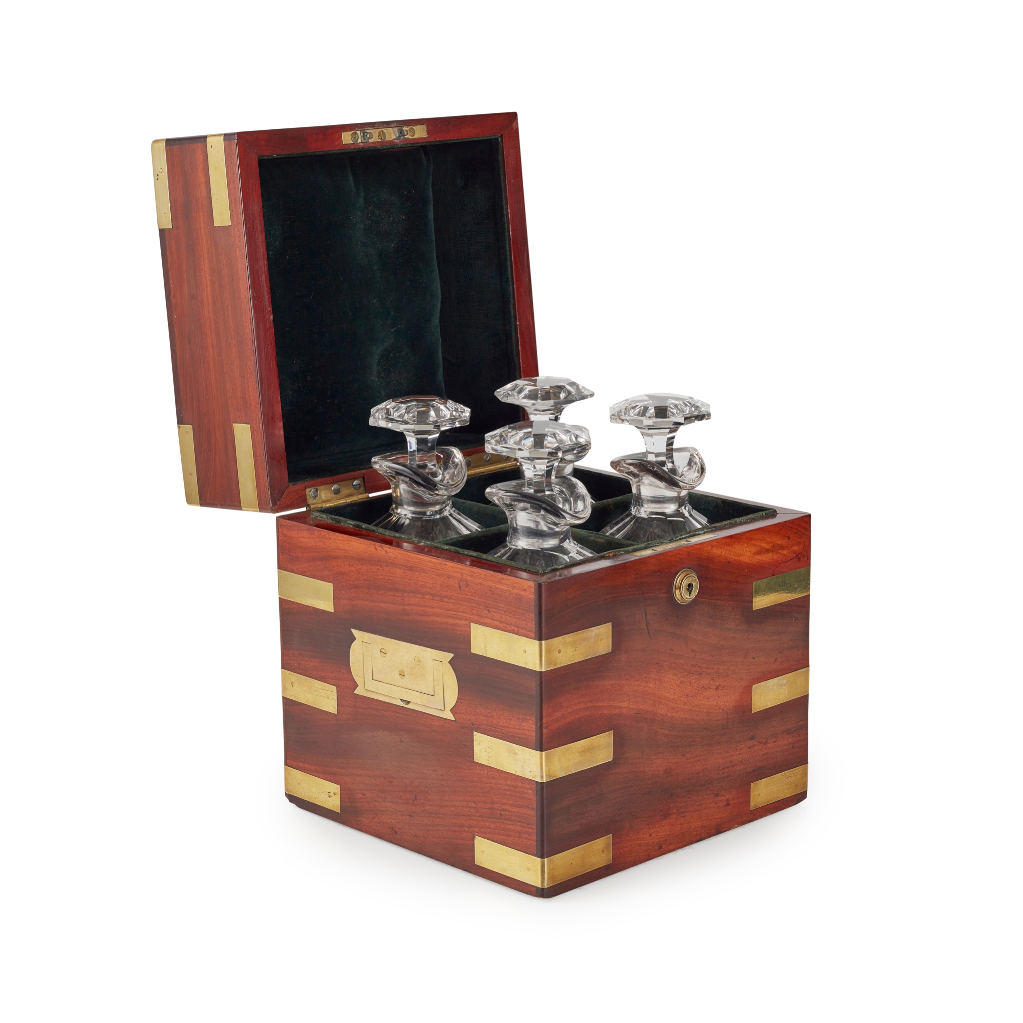 VICTORIAN BRASS BOUND MAHOGANY DECANTER BOX