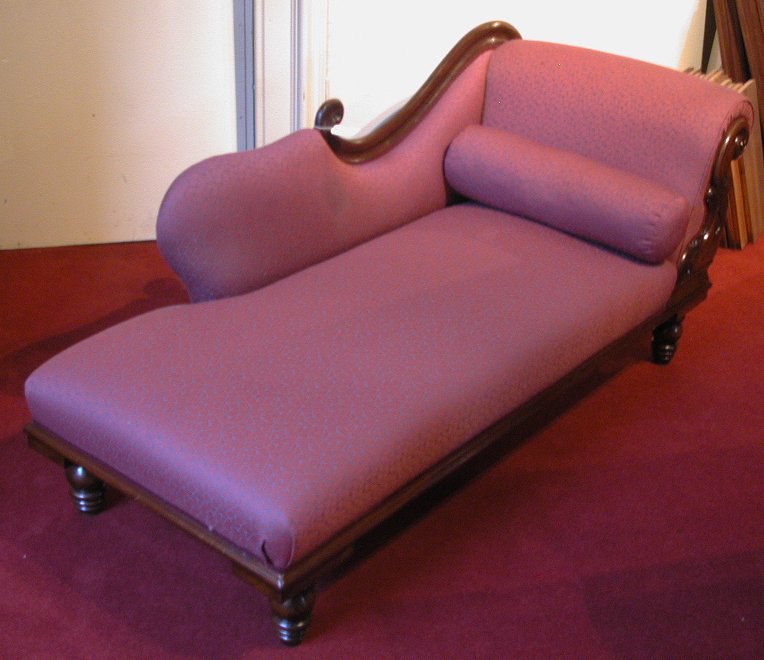 A mahogany framed chaise longue,