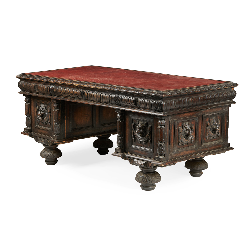 CONTINENTAL CARVED WALNUT DESK
