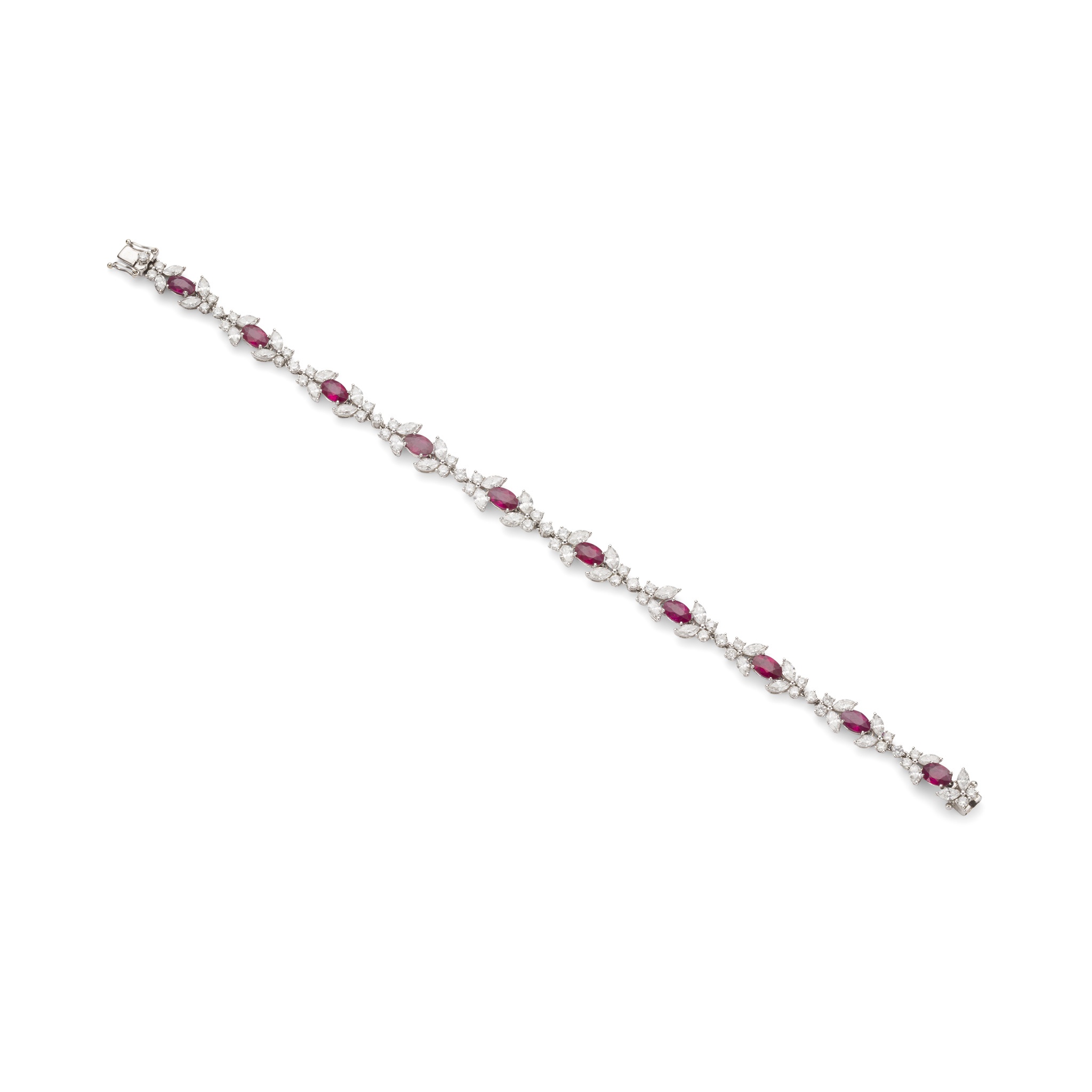 A ruby and diamond bracelet