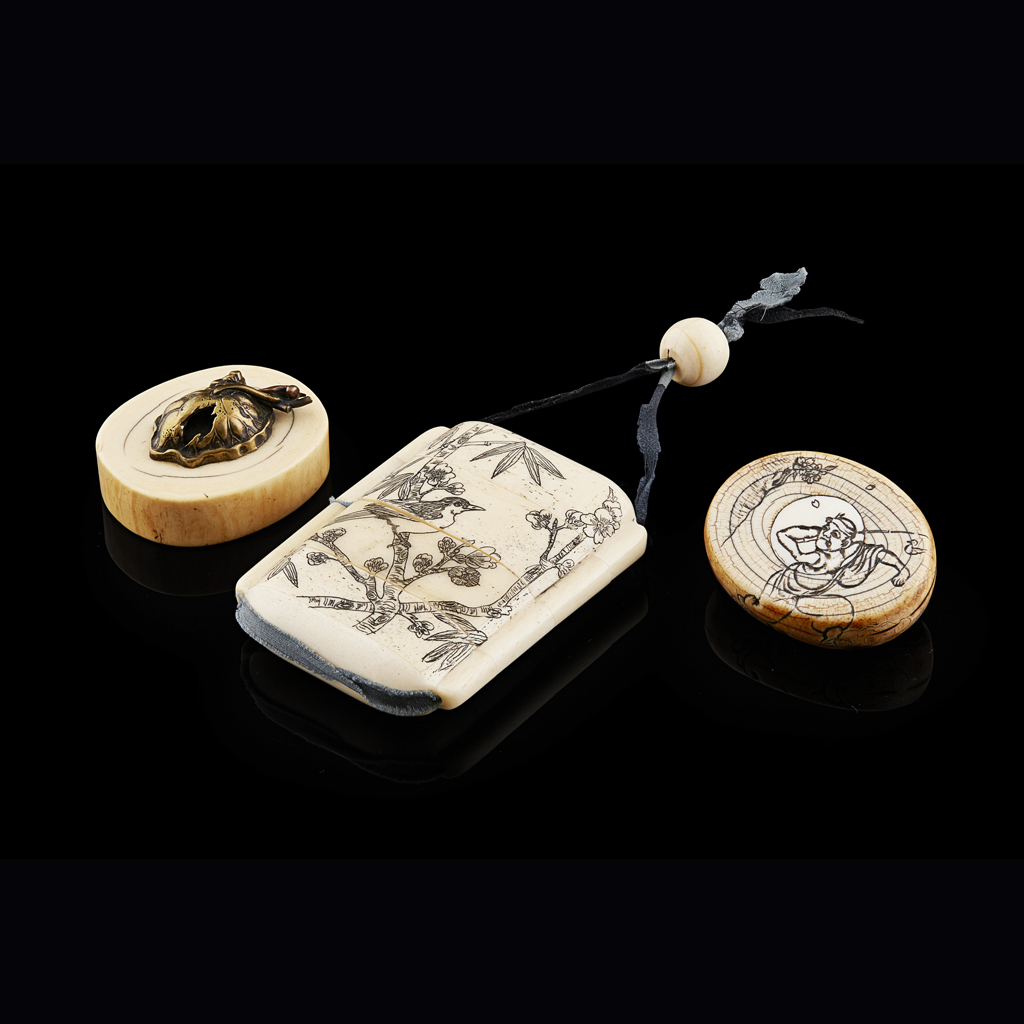 THREE-CASE IVORY INRO