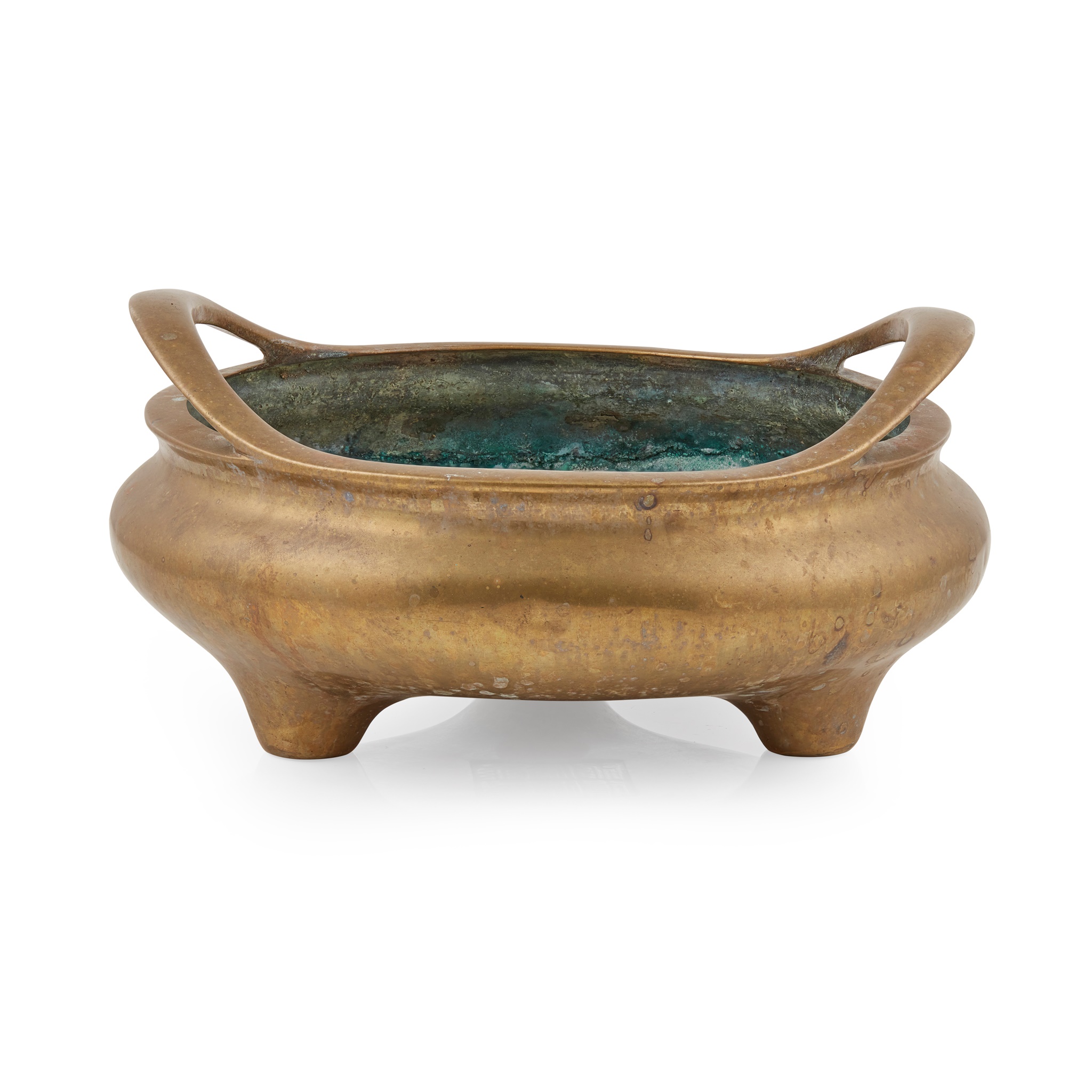 LARGE BRONZE TRIPOD CENSER WITH STRAP HANDLES