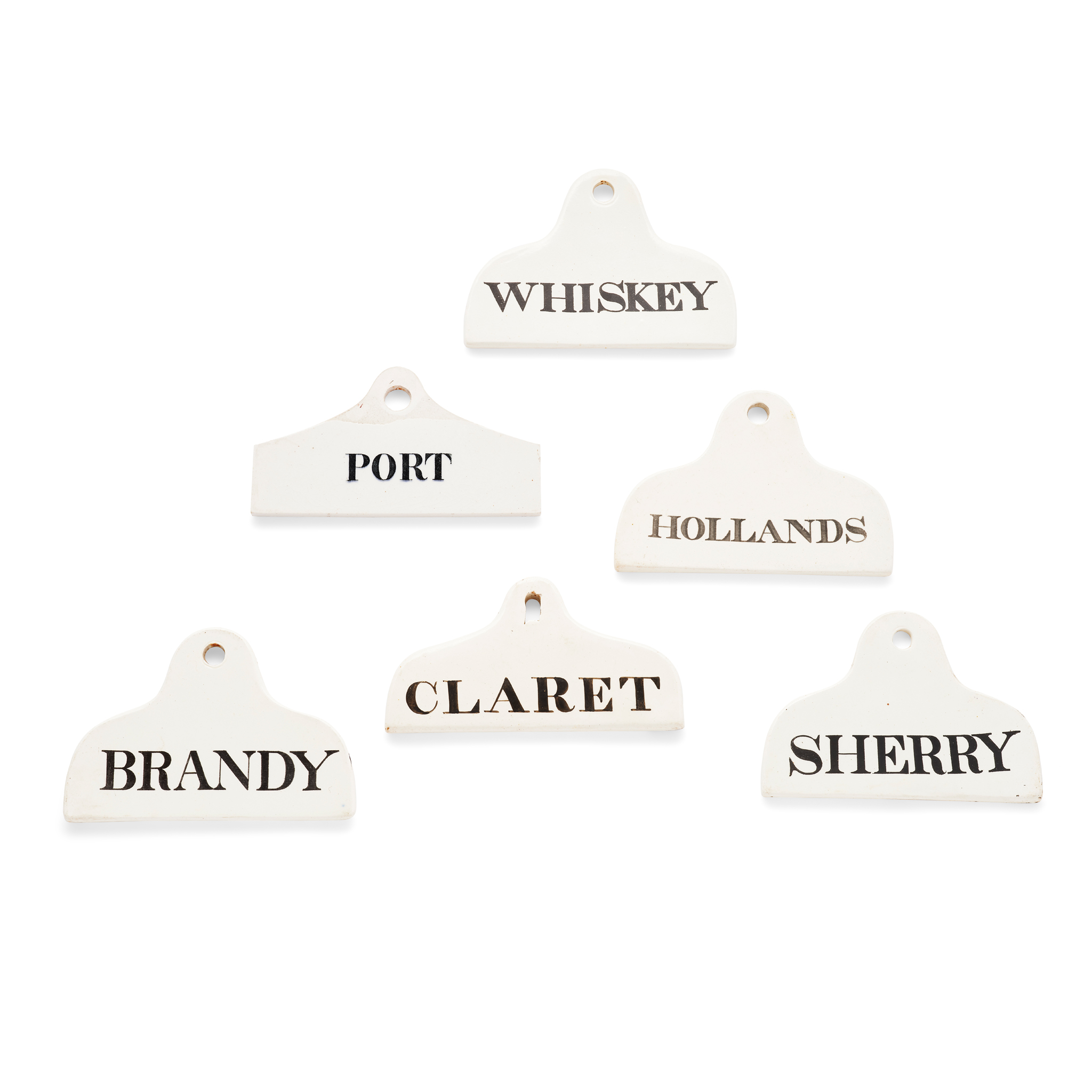 GROUP OF GLAZED POTTERY BIN LABELS