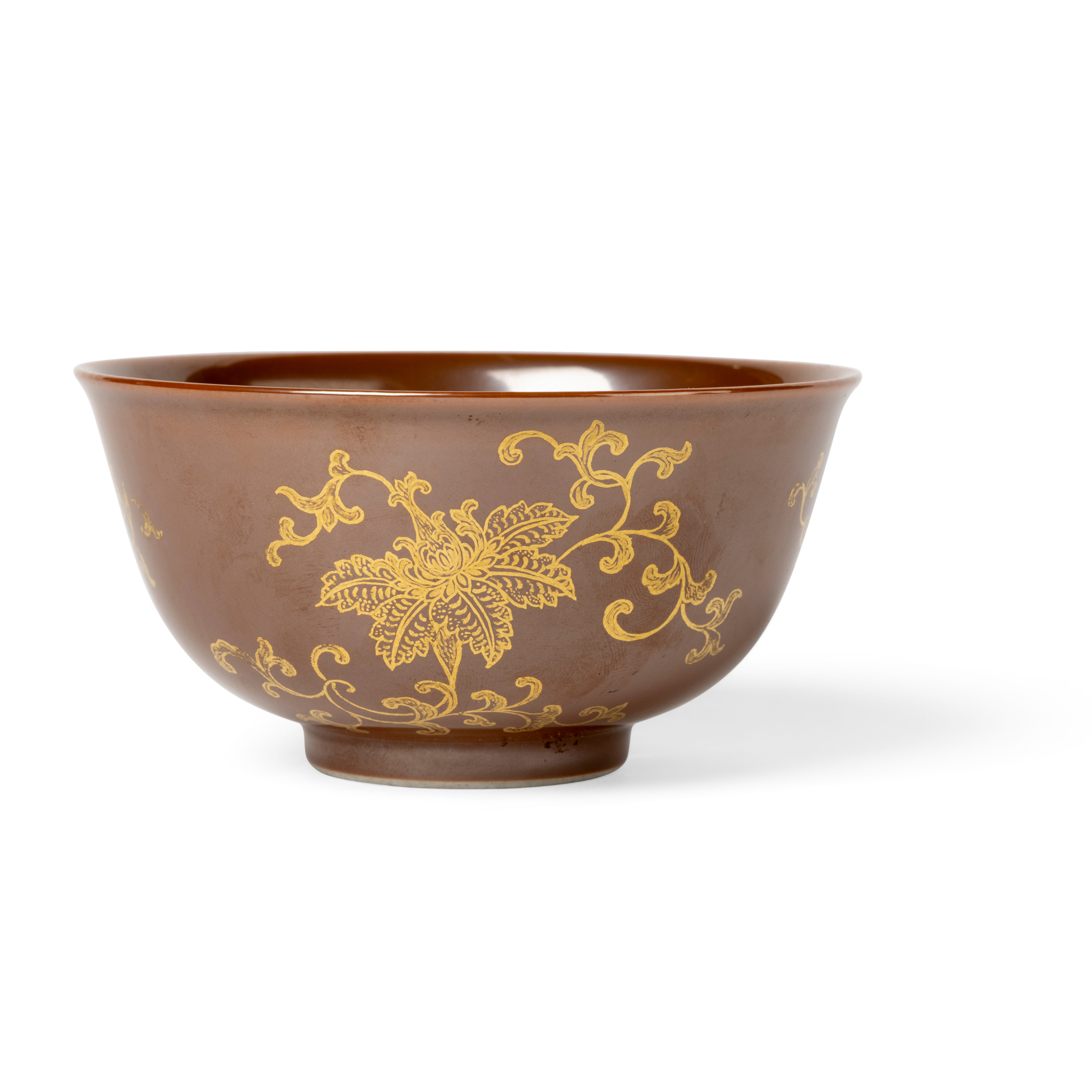 CHINESE CAFE AU LAIT-GLAZED GILT-DECORATED BOWL