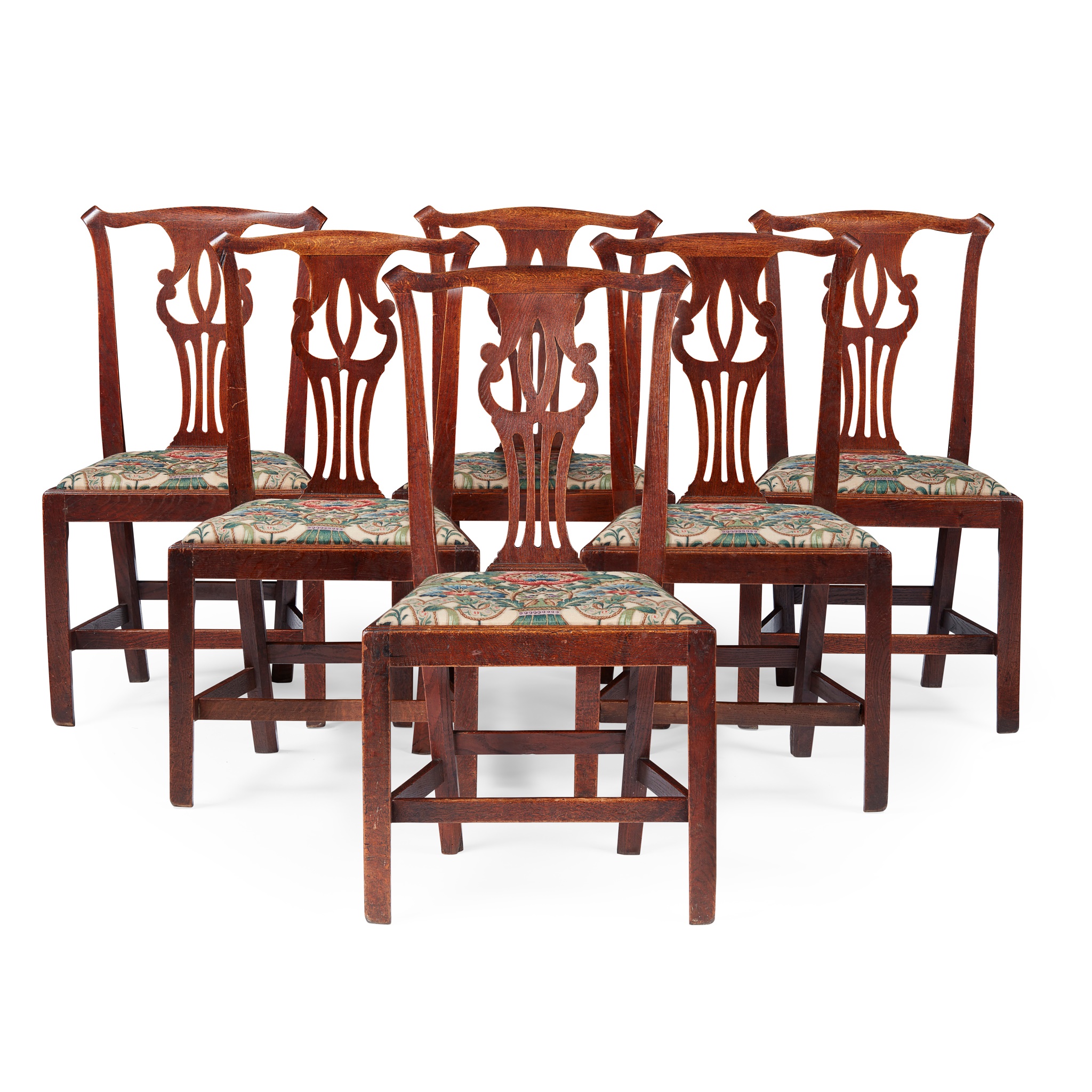 SET OF SIX GEORGE II OAK DINING CHAIRS