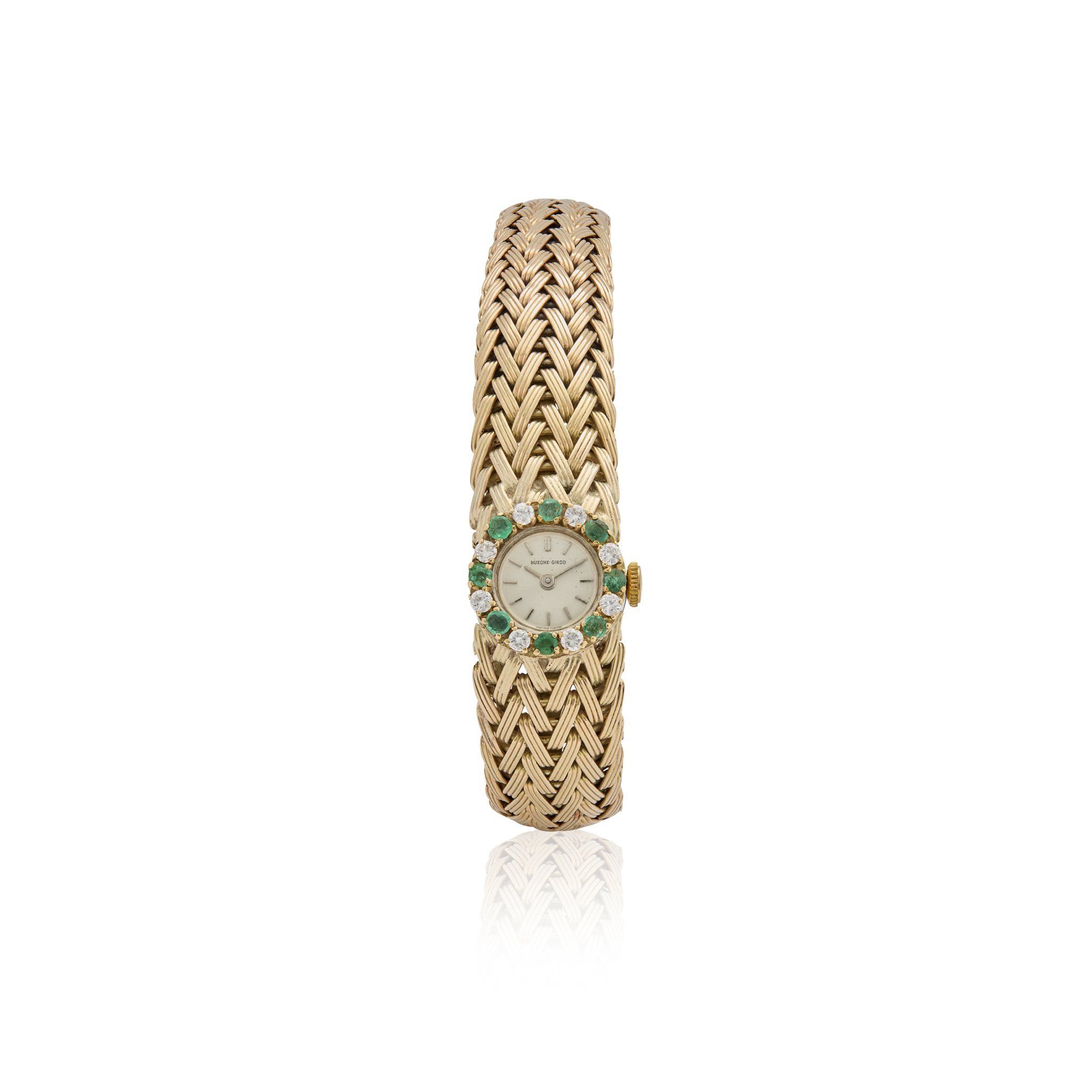 Bueche Girod. A Ladies 9k gold gold and stone-set mechanical bracelet watch