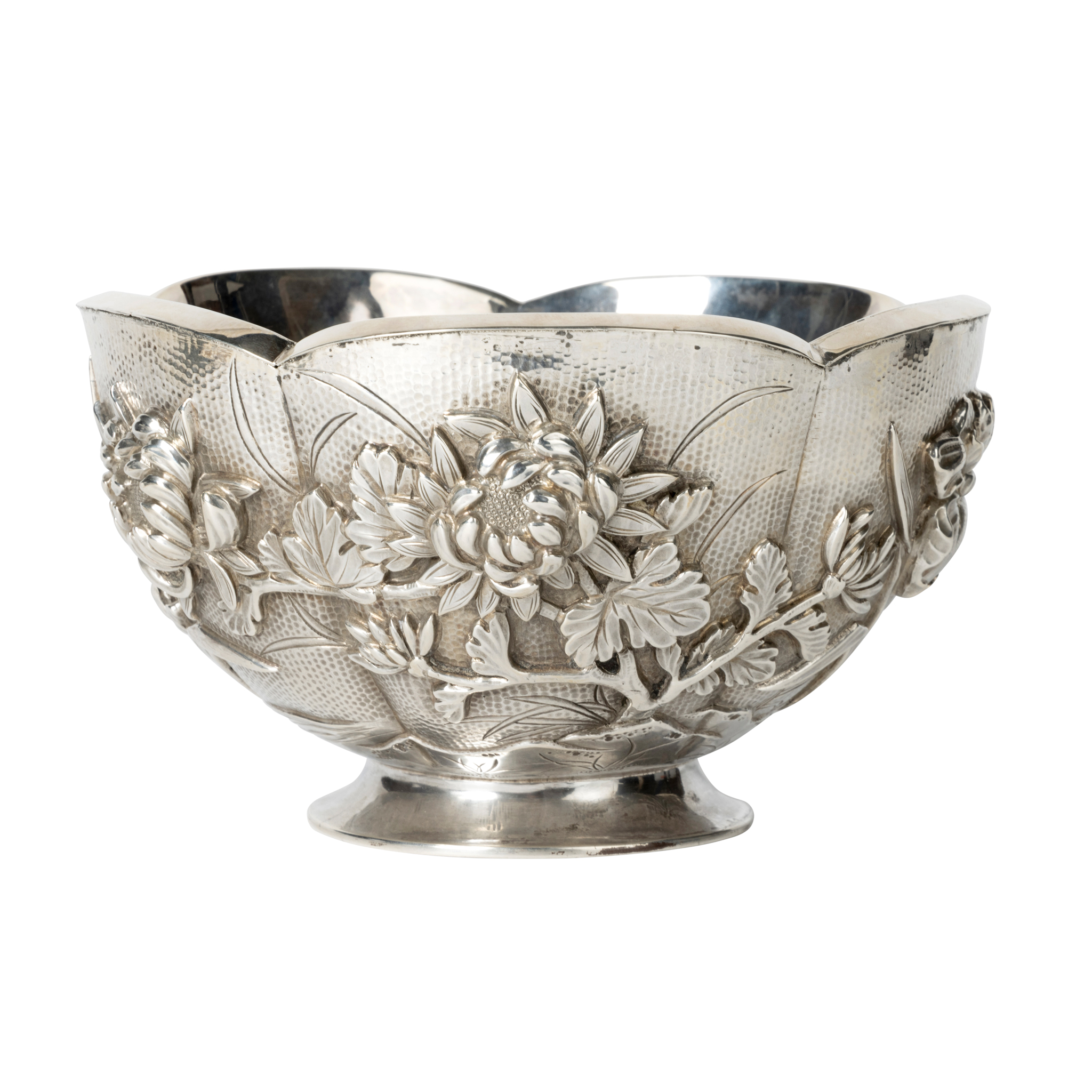 CHINESE EXPORT SILVER 'FLORAL' BOWL