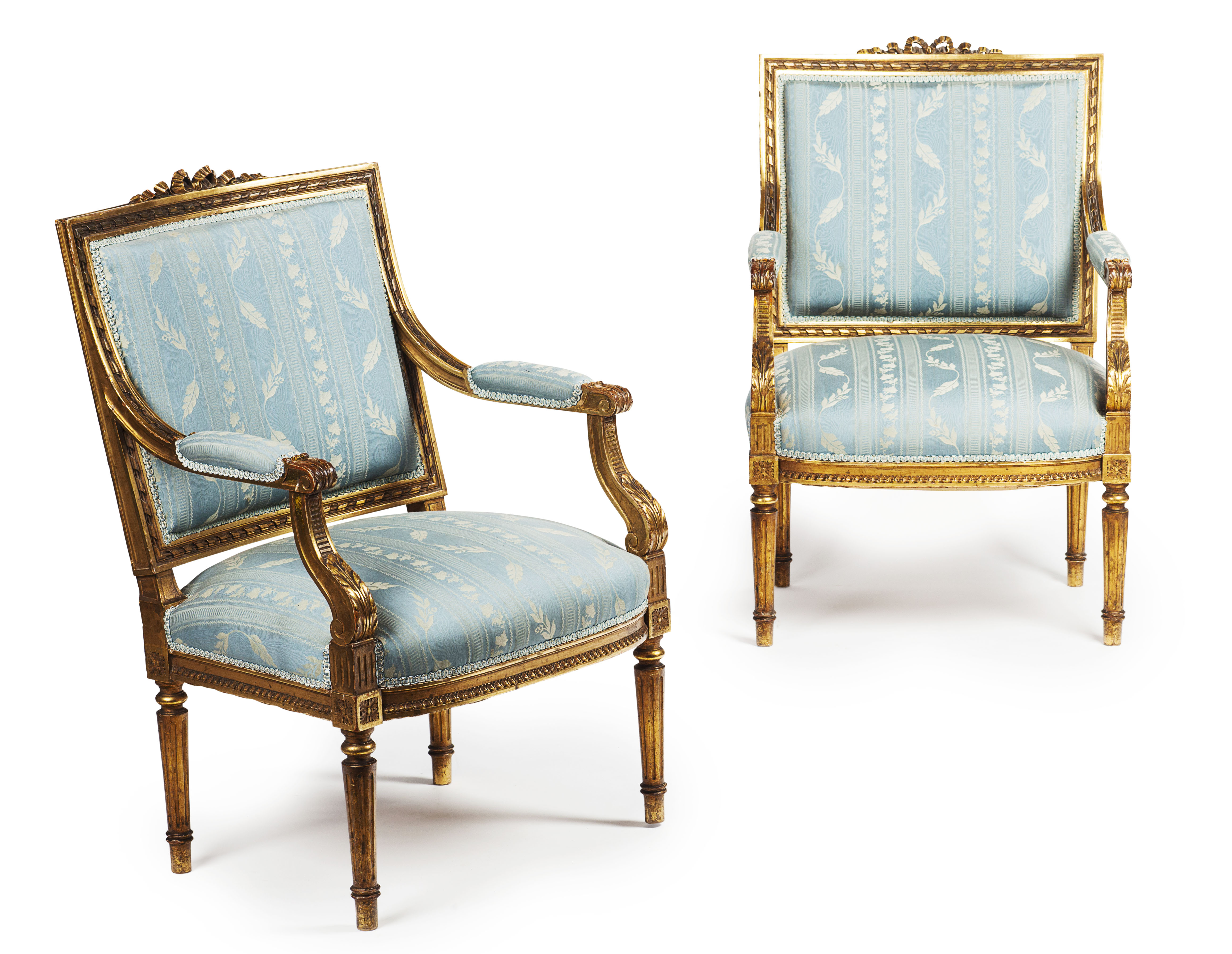 PAIR OF LOUIS XVI STYLE GILTWOOD FAUTEUILS