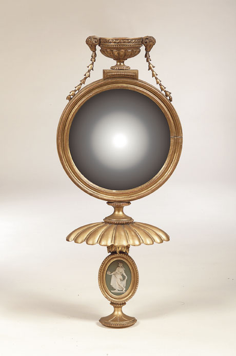 A 19th century giltwood and gesso convex mirror