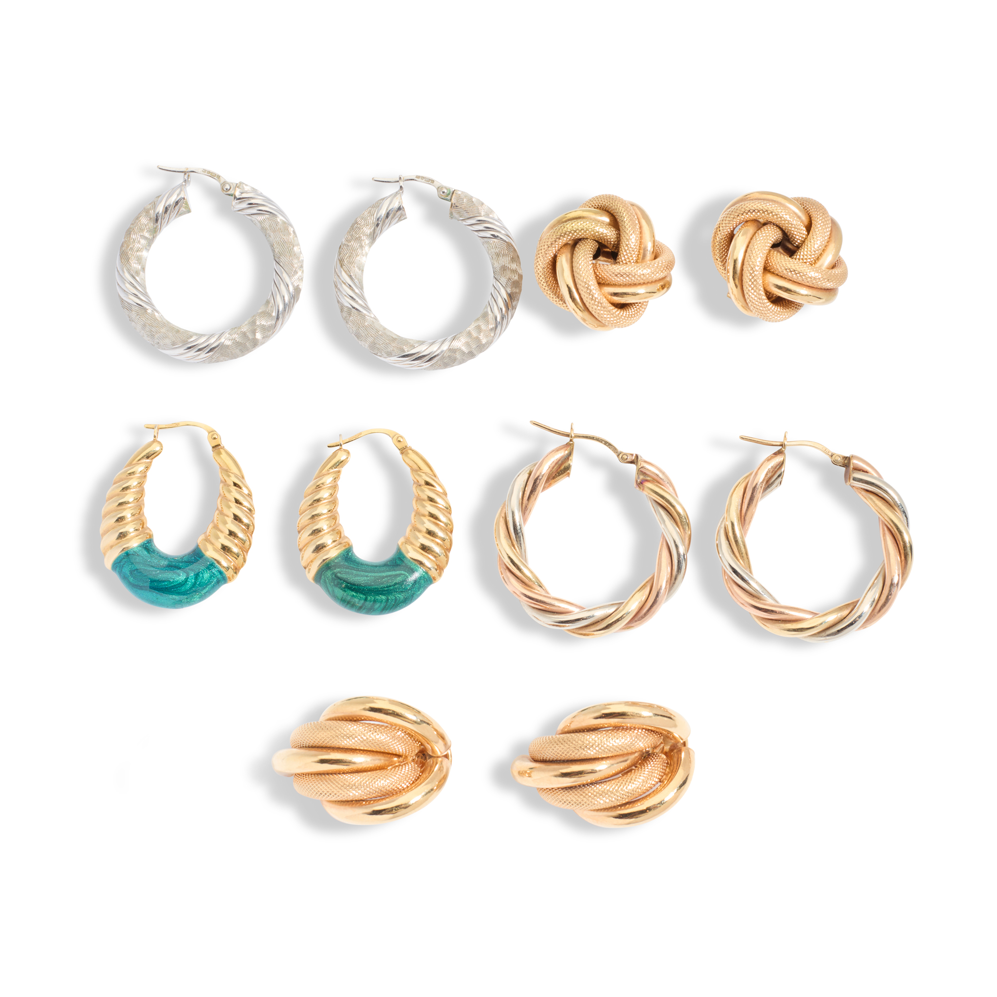 A collection of 9ct gold earrings