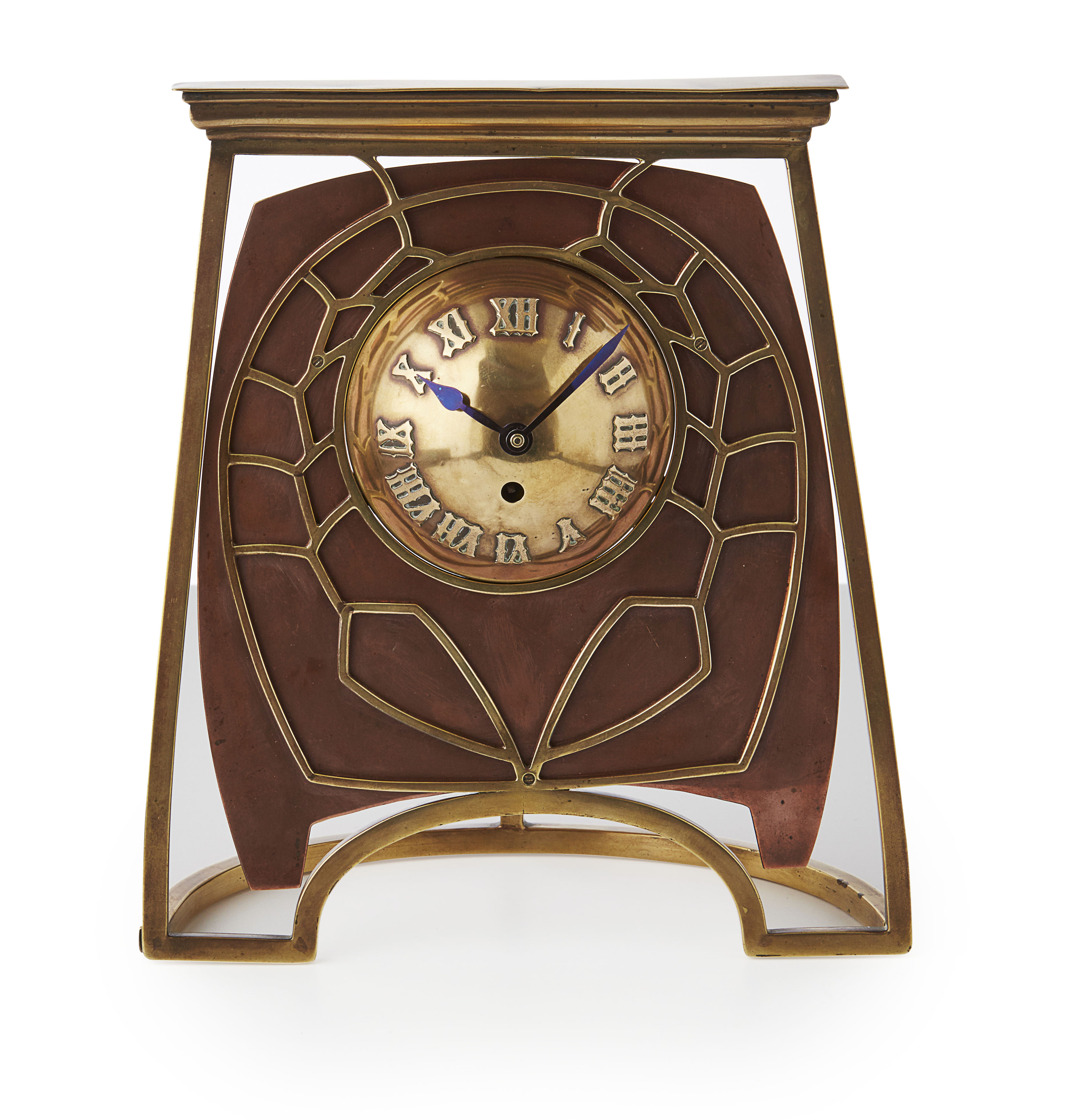 ARTS & CRAFTS COPPER AND BRASS DESK TIMEPIECE