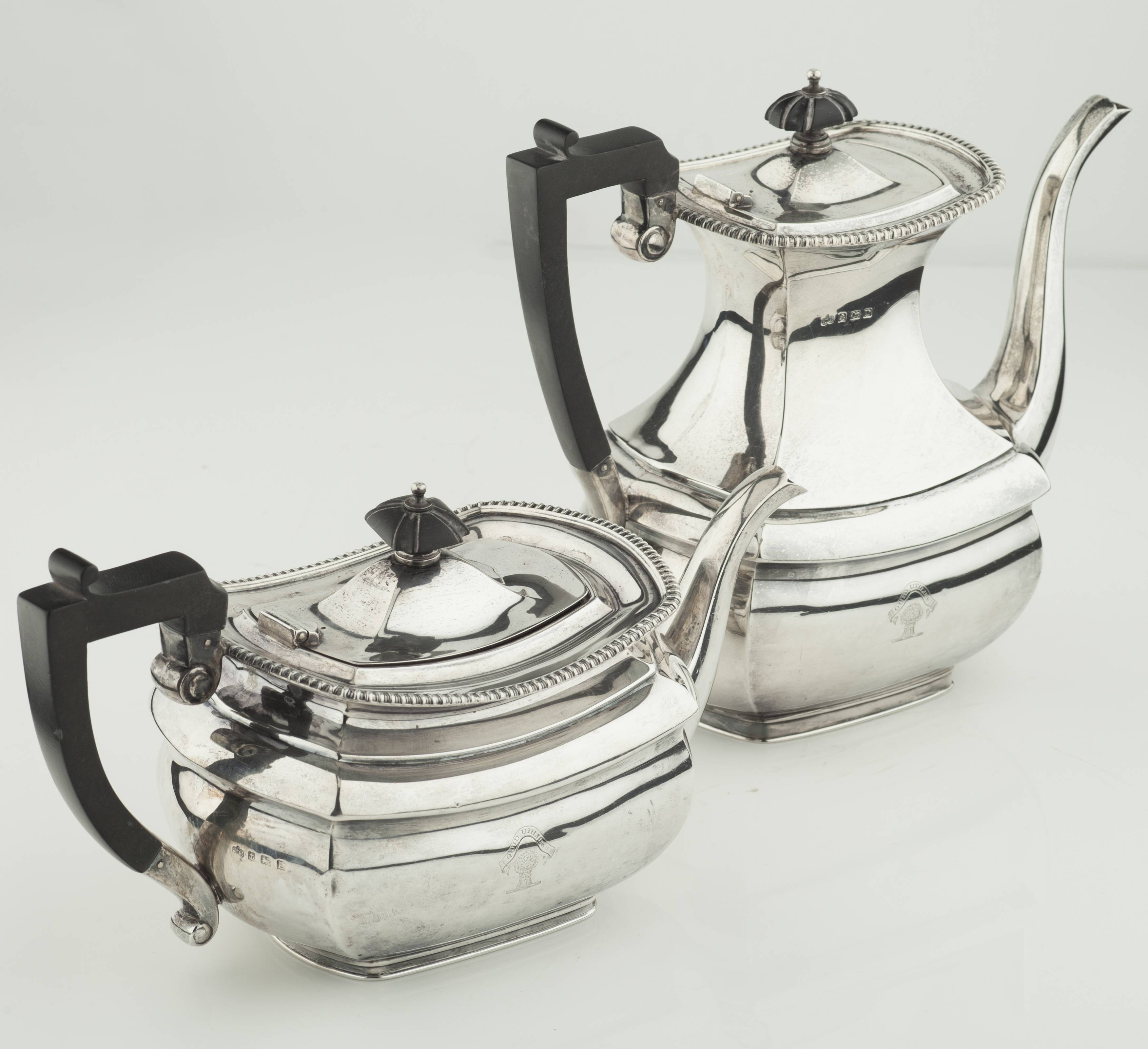 A matched four piece tea and coffee service