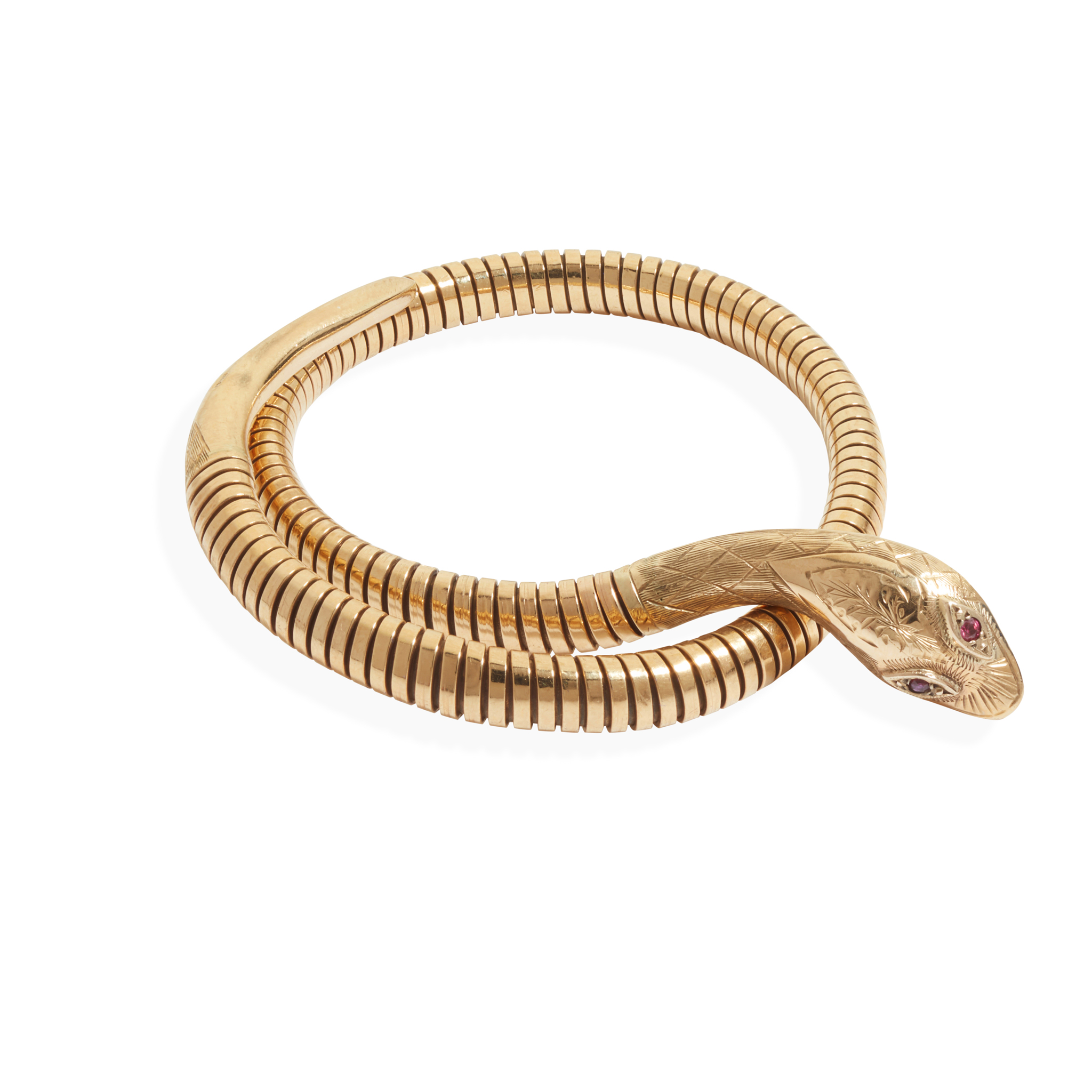 A 9ct gold snake bangle