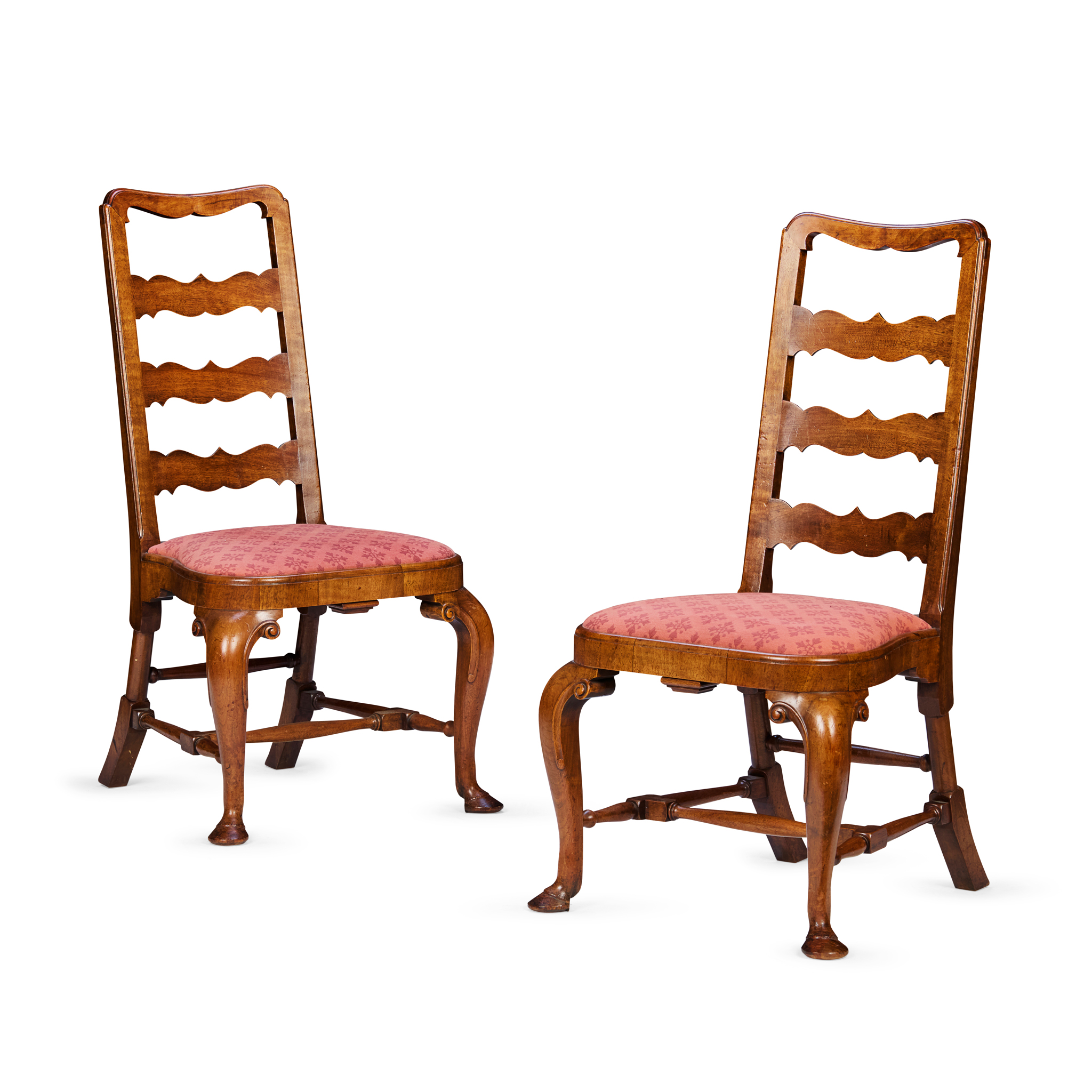 PAIR OF QUEEN ANNE STYLE WALNUT CHAIRS, BY WHYTOCK & REID