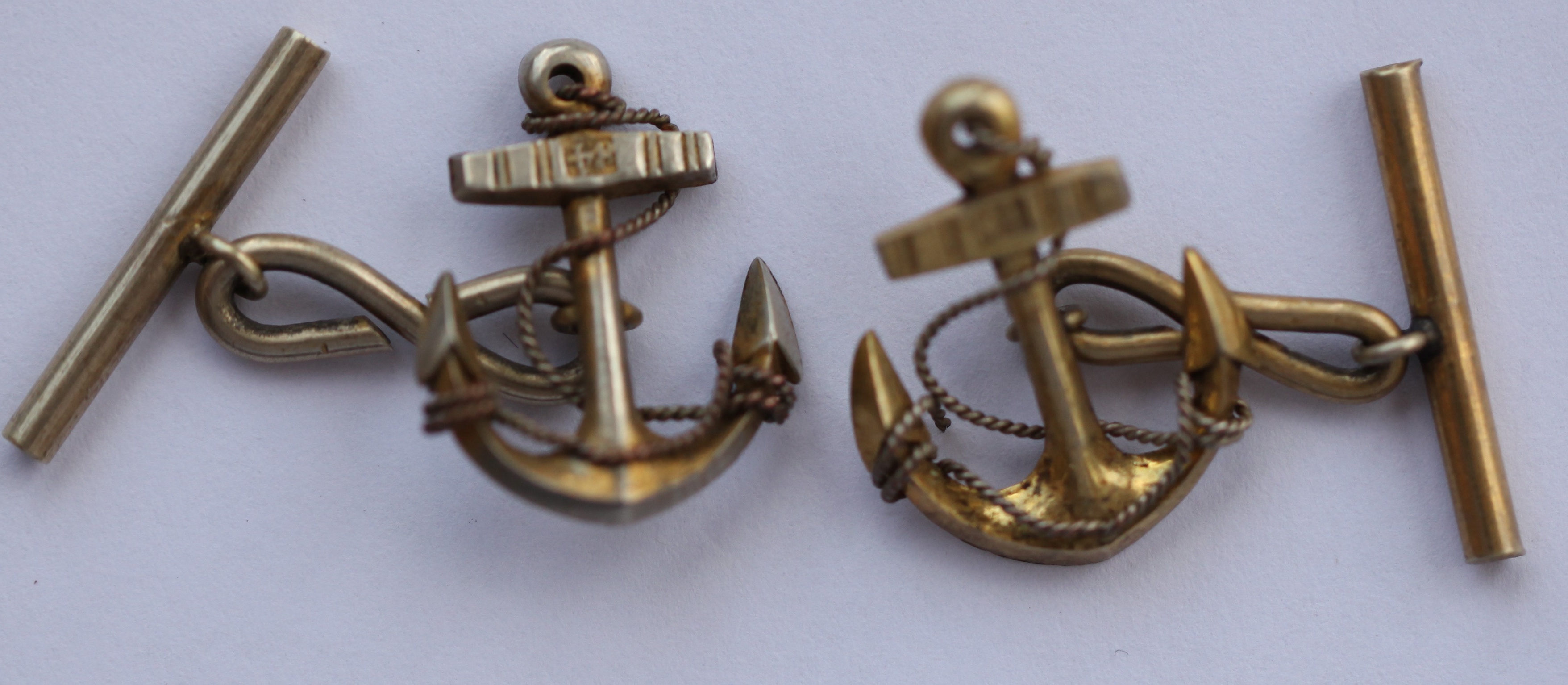A pair of Russian silver gilt anchor cufflinks