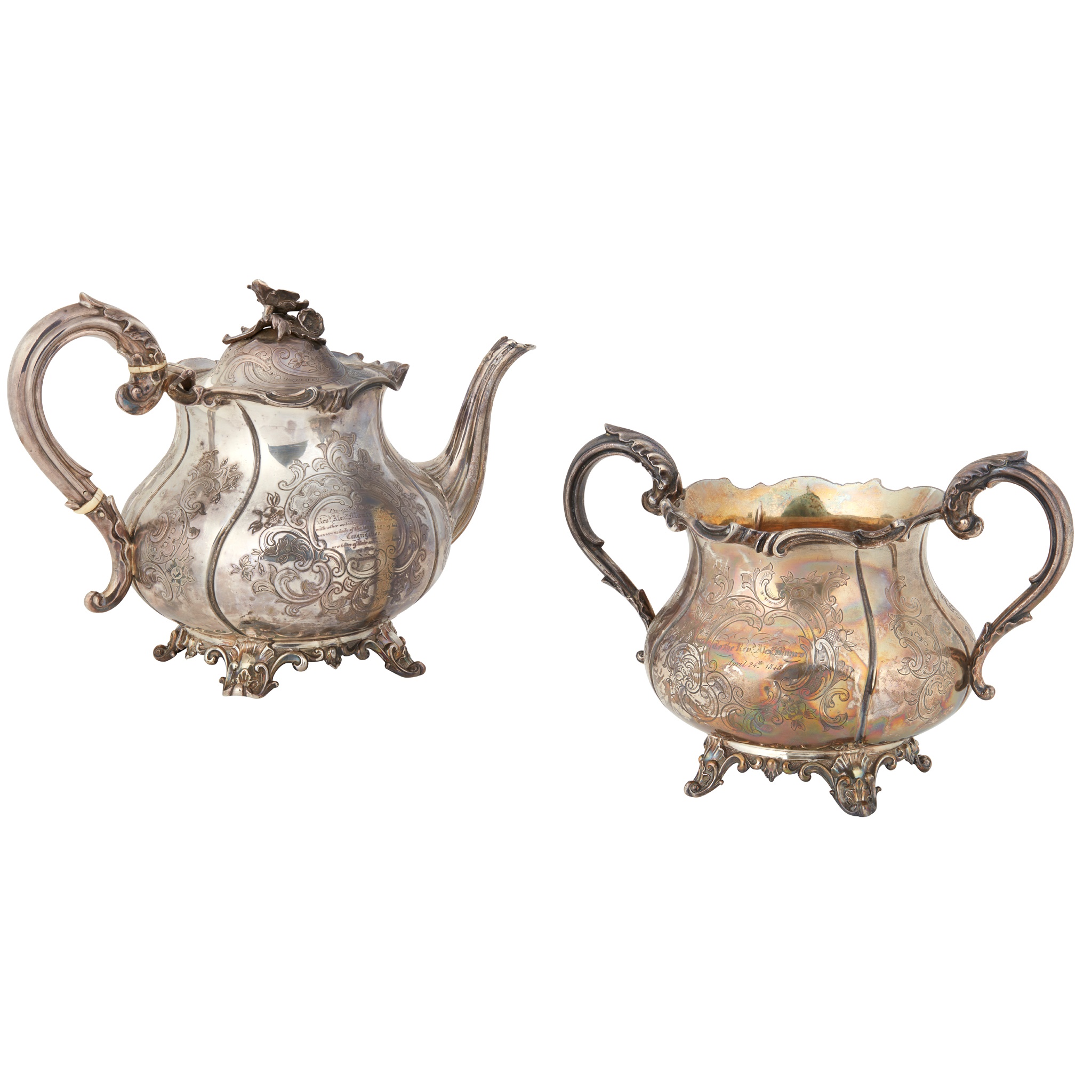 A Victorian teapot and sugar basin