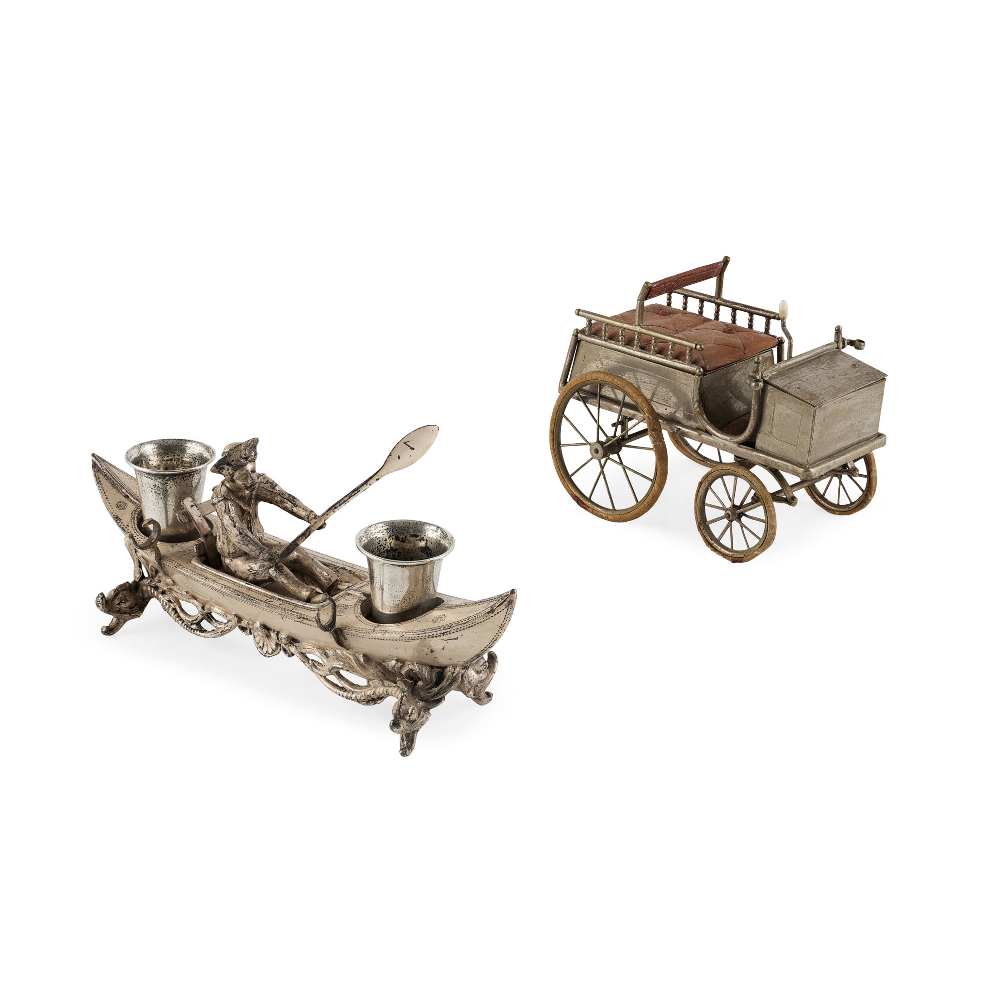 TWO SILVER-PLATED NOVELTY DESK ARTICLES