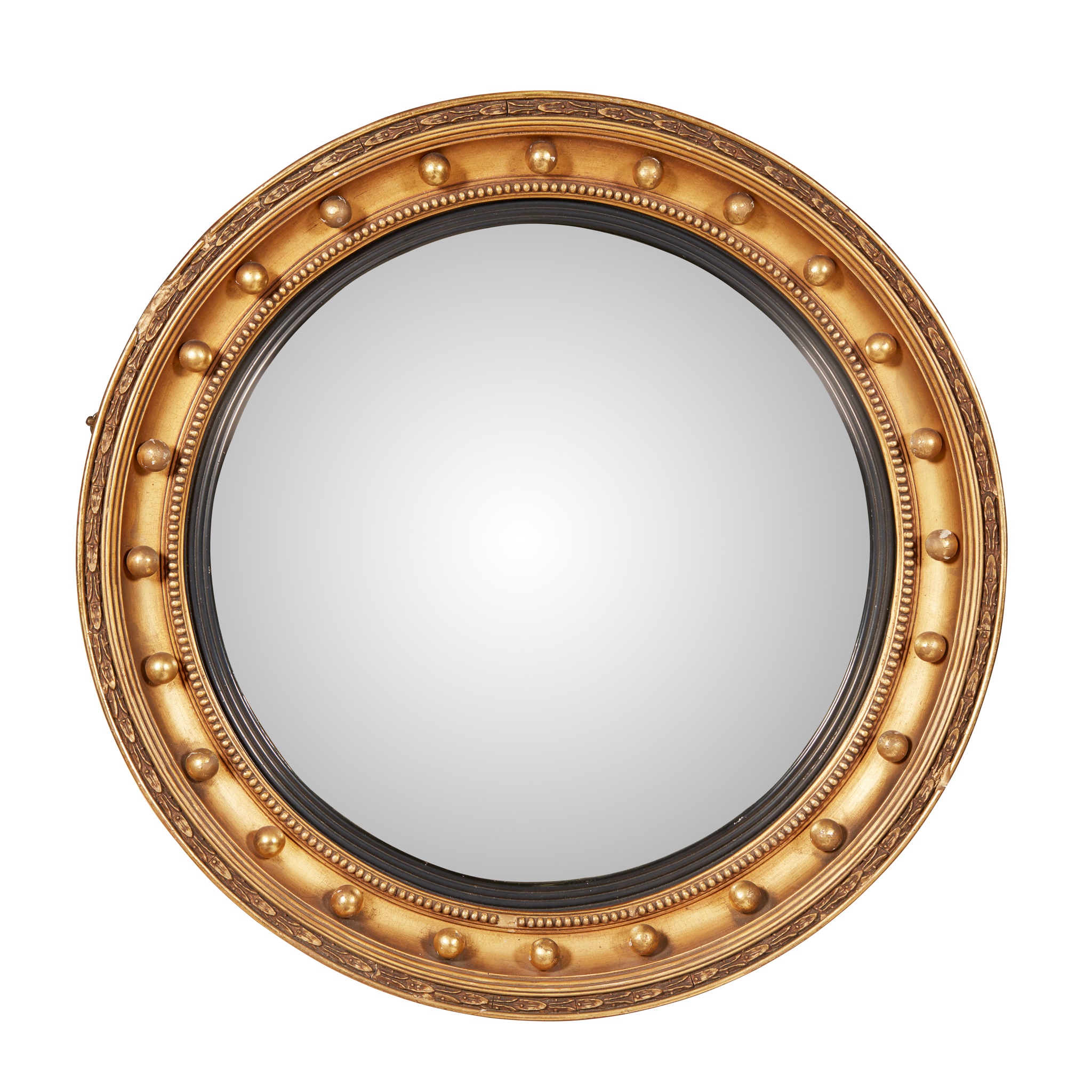 THREE REGENCY STYLE CONVEX MIRRORS
