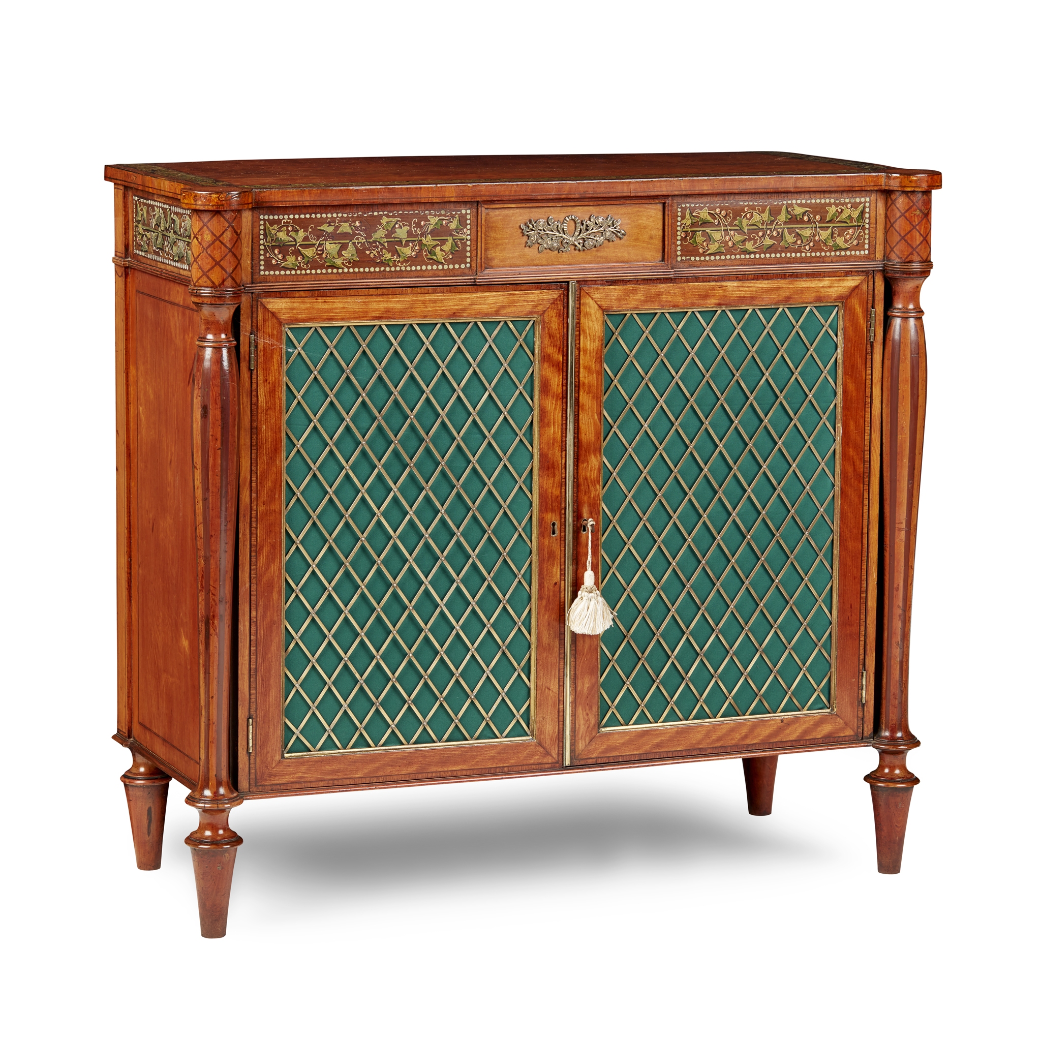 GEORGE III PAINTED SATINWOOD SIDE CABINET