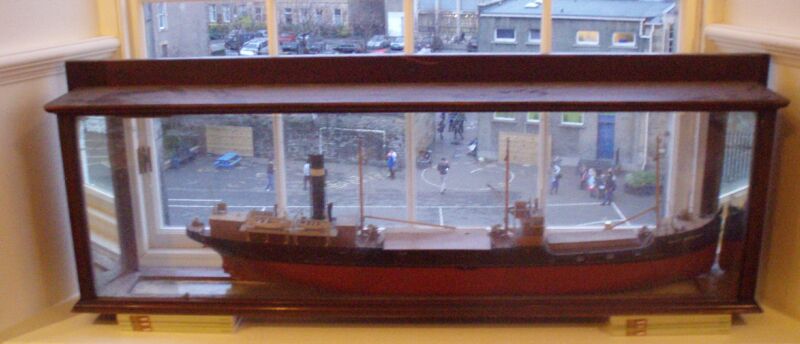 An early 20th century painted wooden ship builder's half model