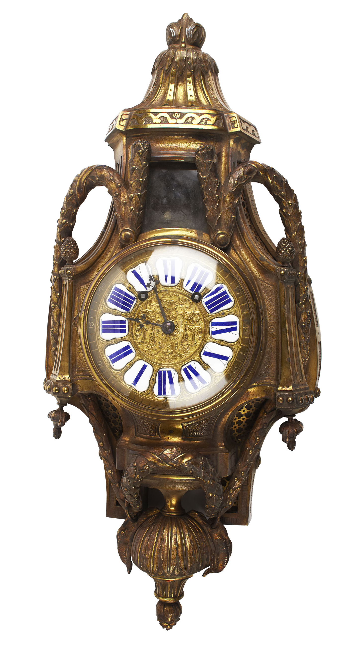 LOUIS XV STYLE GILT BRONZE CARTEL CLOCK