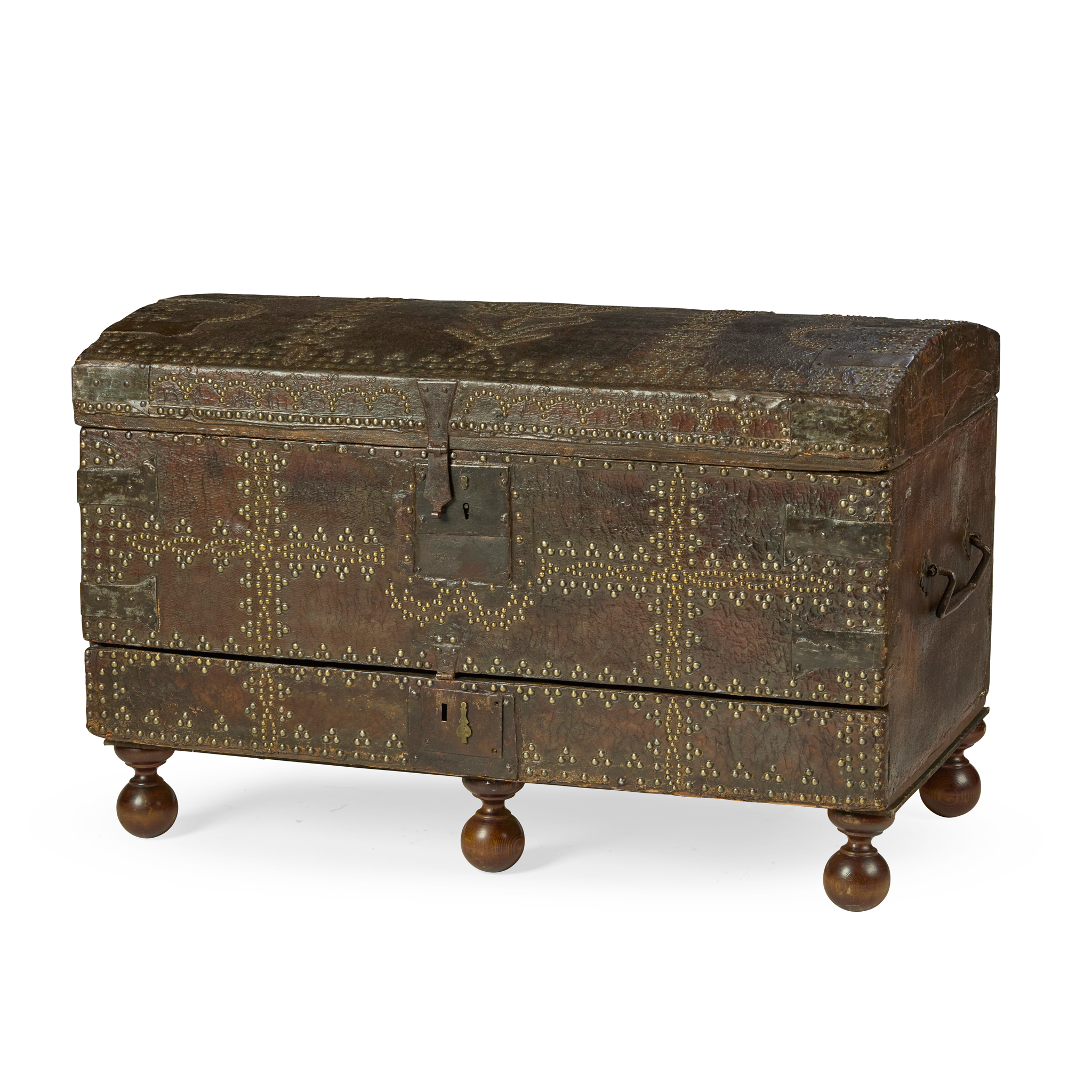 CONTINENTAL LEATHER AND BRASS STUDDED CHEST