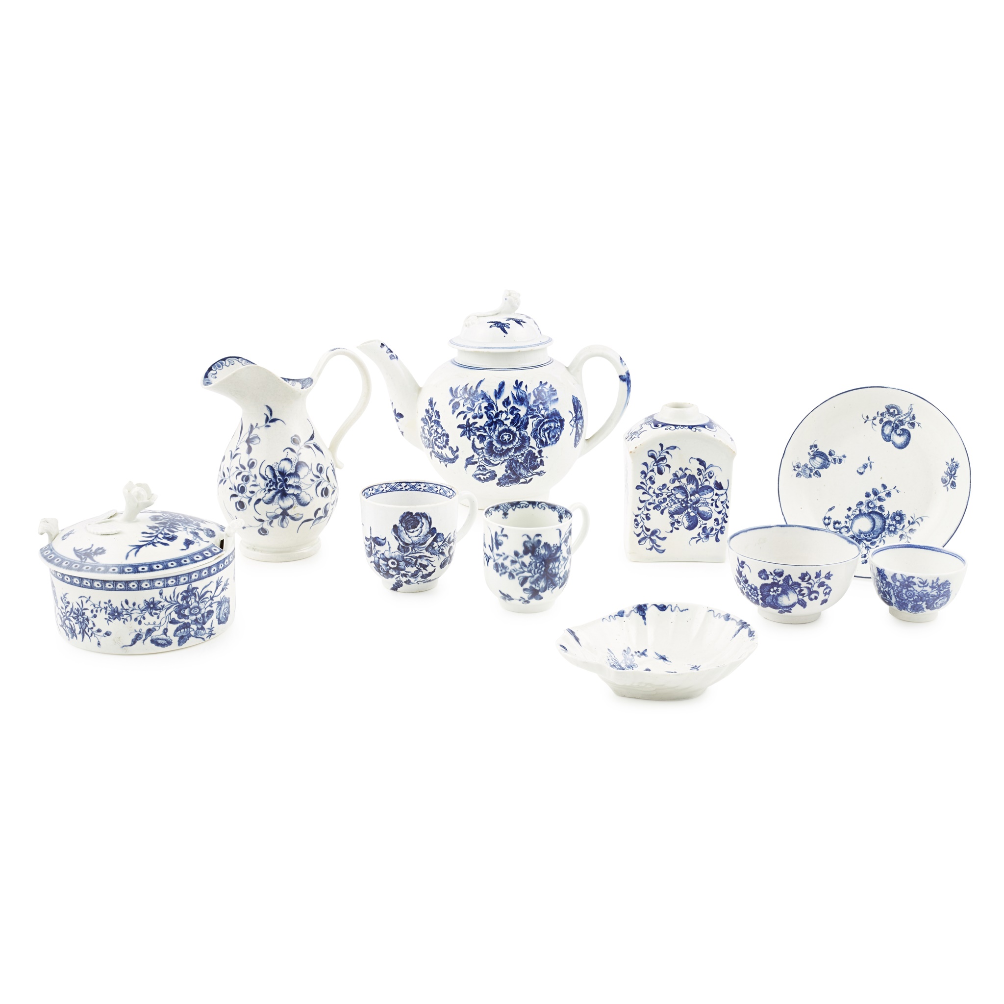 GROUP OF ENGLISH BLUE AND WHITE PORCELAIN
