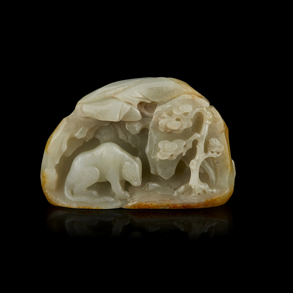 CARVED CELADON JADE BOULDER