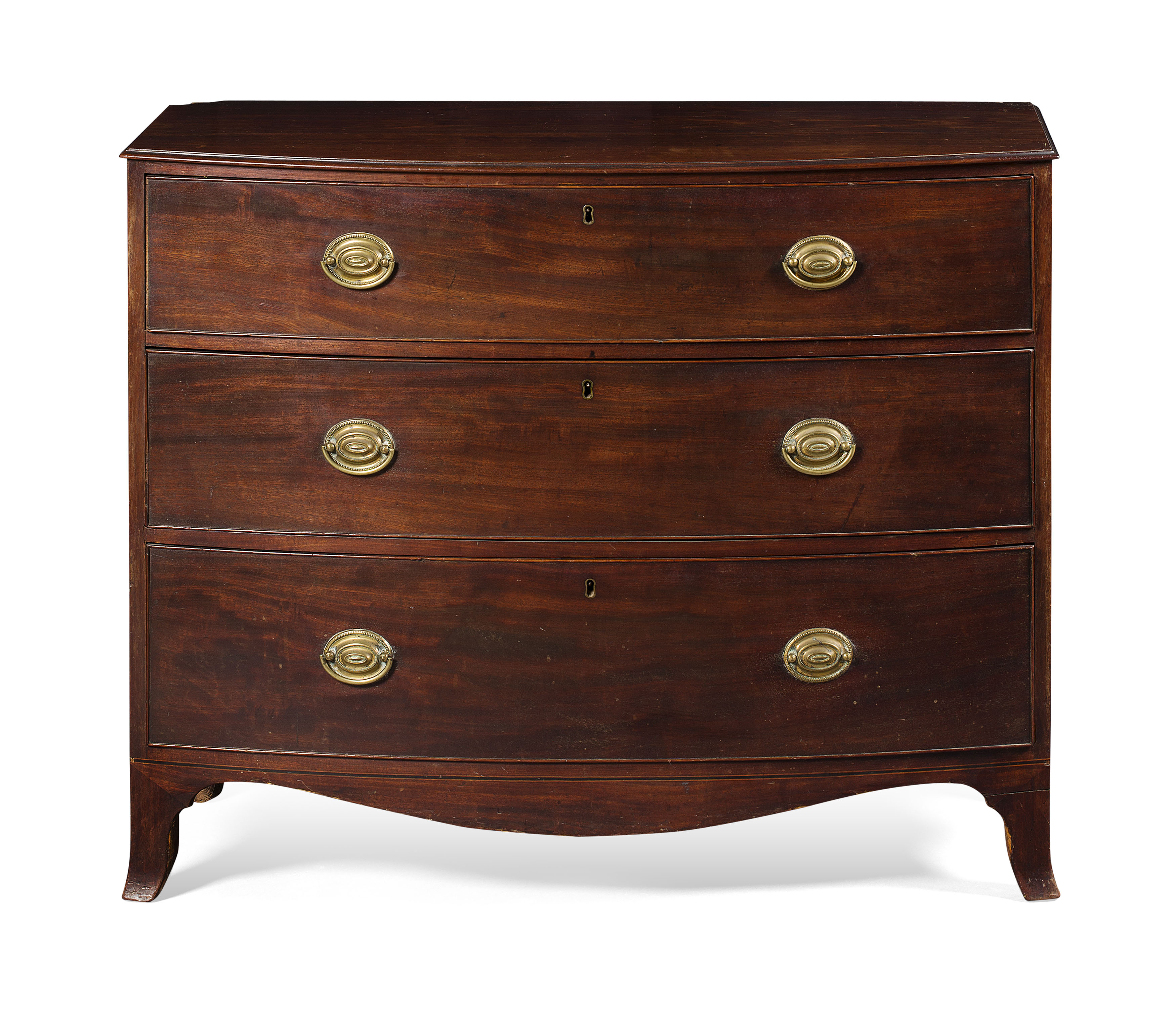 GEORGE III MAHOGANY BOWFRONT CHEST OF DRAWERS