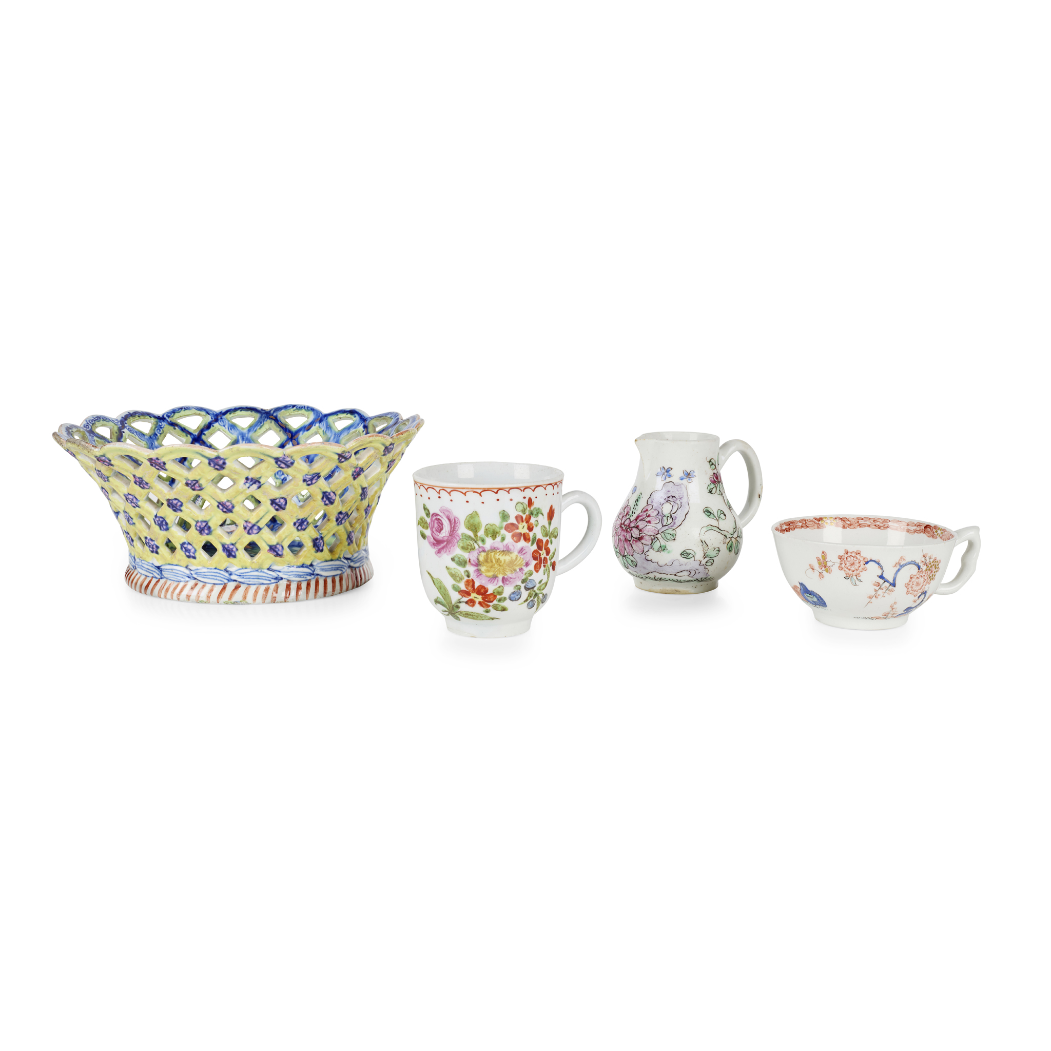 GROUP OF BOW POLYCHROME PORCELAIN