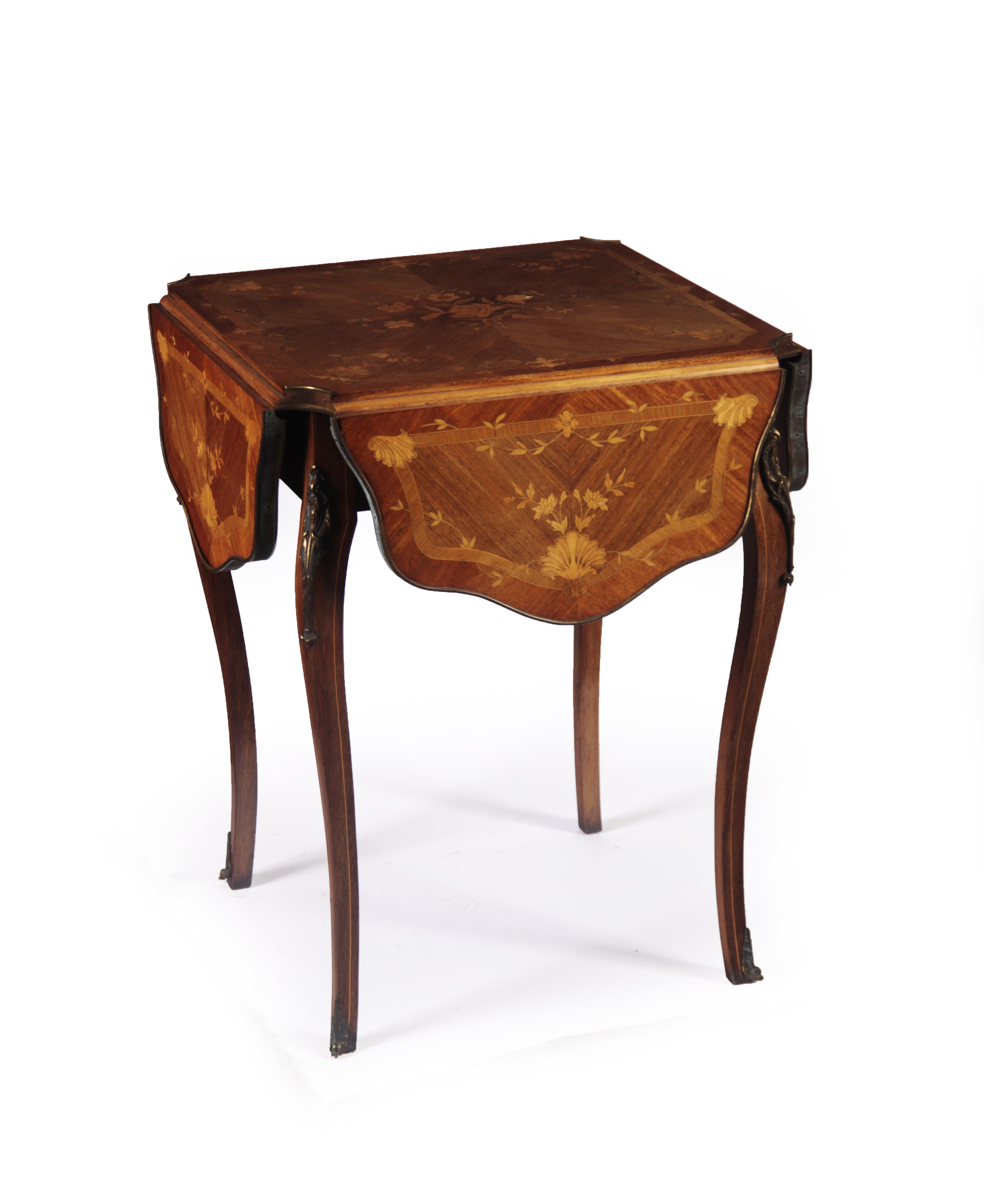 FRENCH MARQUETRY DROP-FLAP TABLE