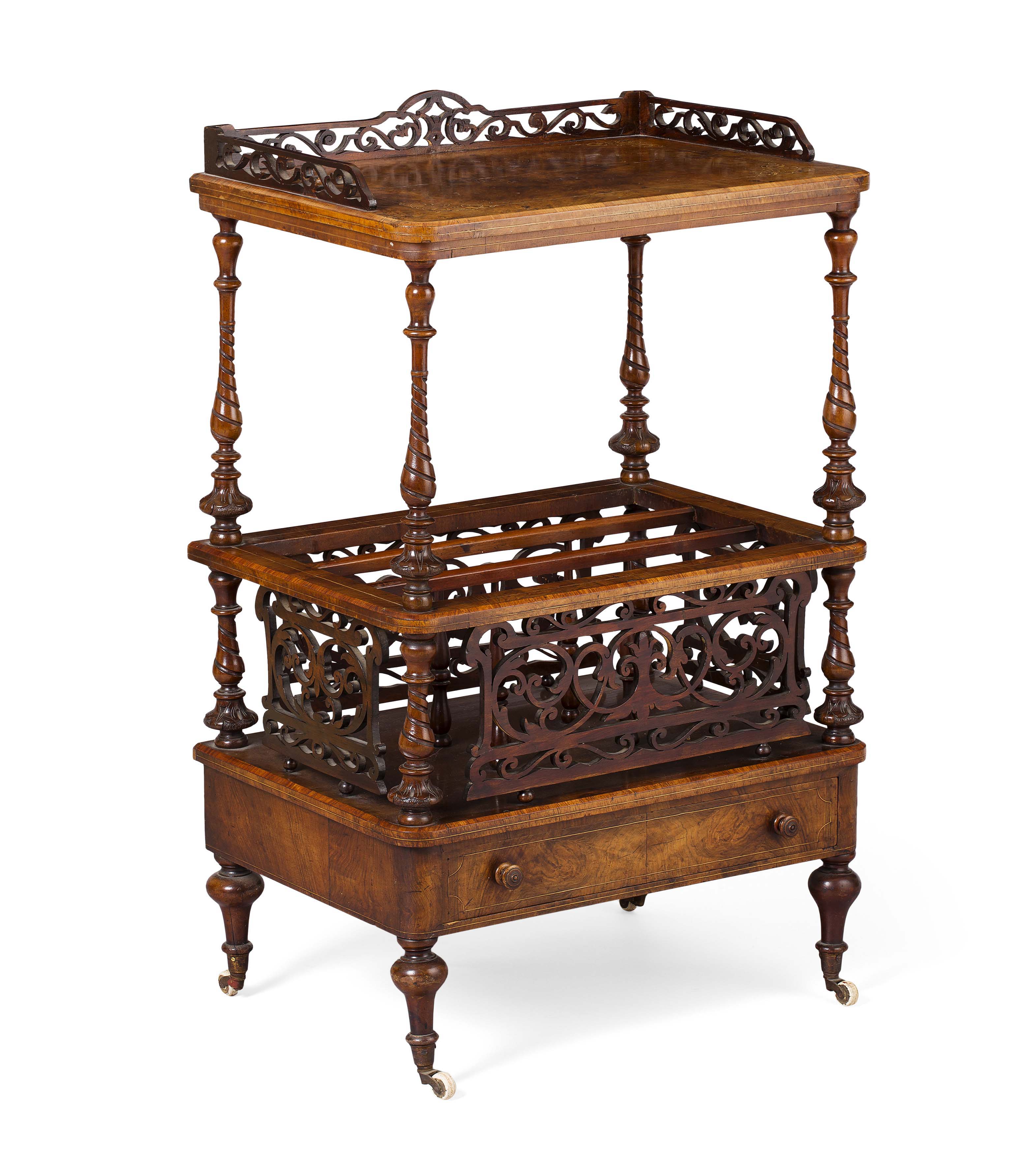 VICTORIAN WALNUT ETAGERE CANTERBURY