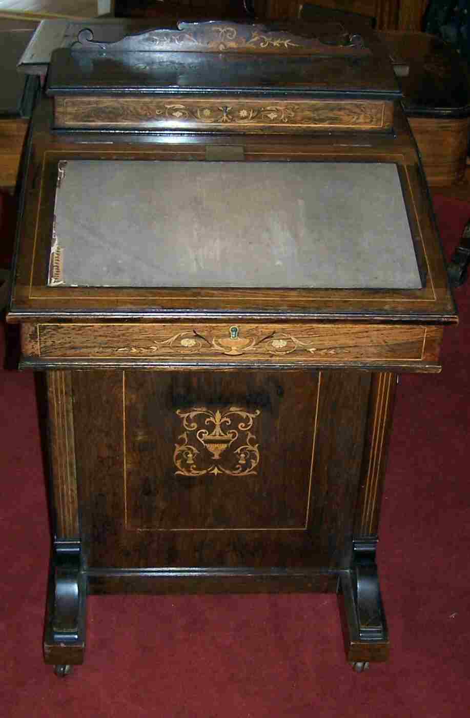 A Victorian inlaid rosewood bureau,