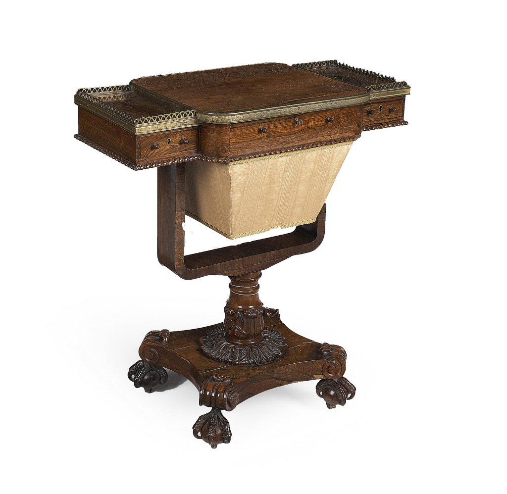 REGENCY ROSEWOOD BRASS BOUND WORK TABLE