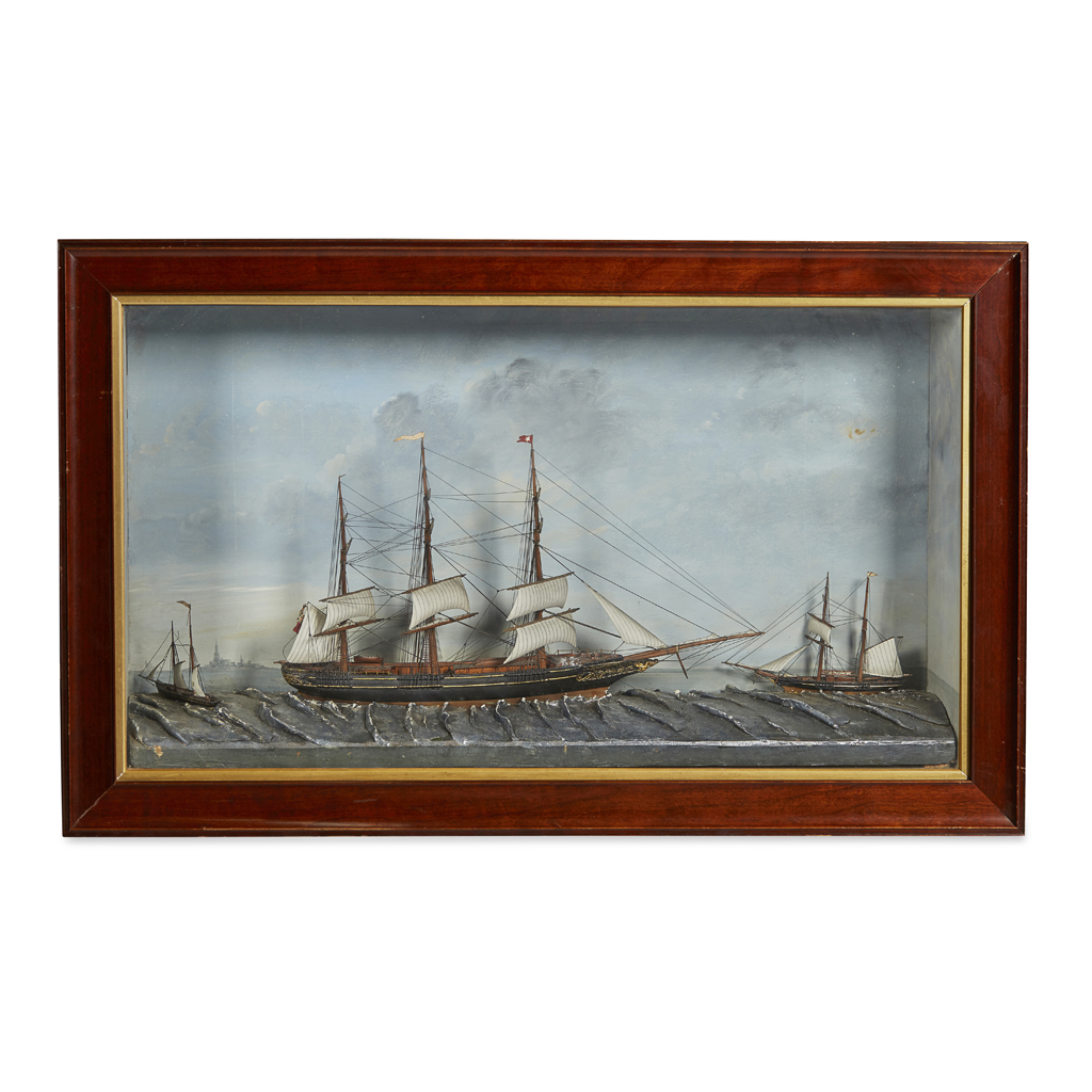 CASED DIORAMA OF THE THREE MAST BARQUE 'SNOWFLAKE'