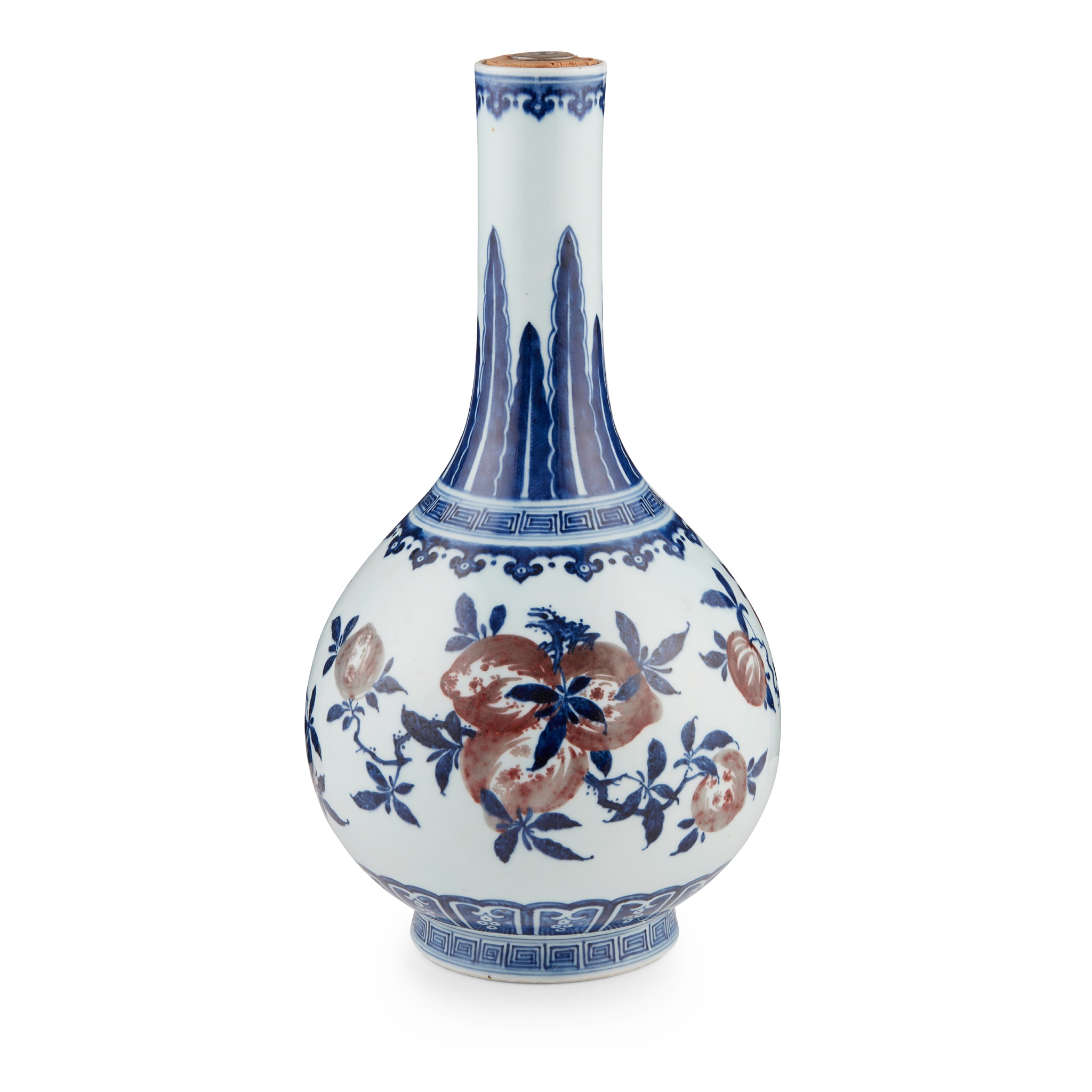BLUE AND WHITE AND UNDERGLAZED-RED BOTTLE VASE