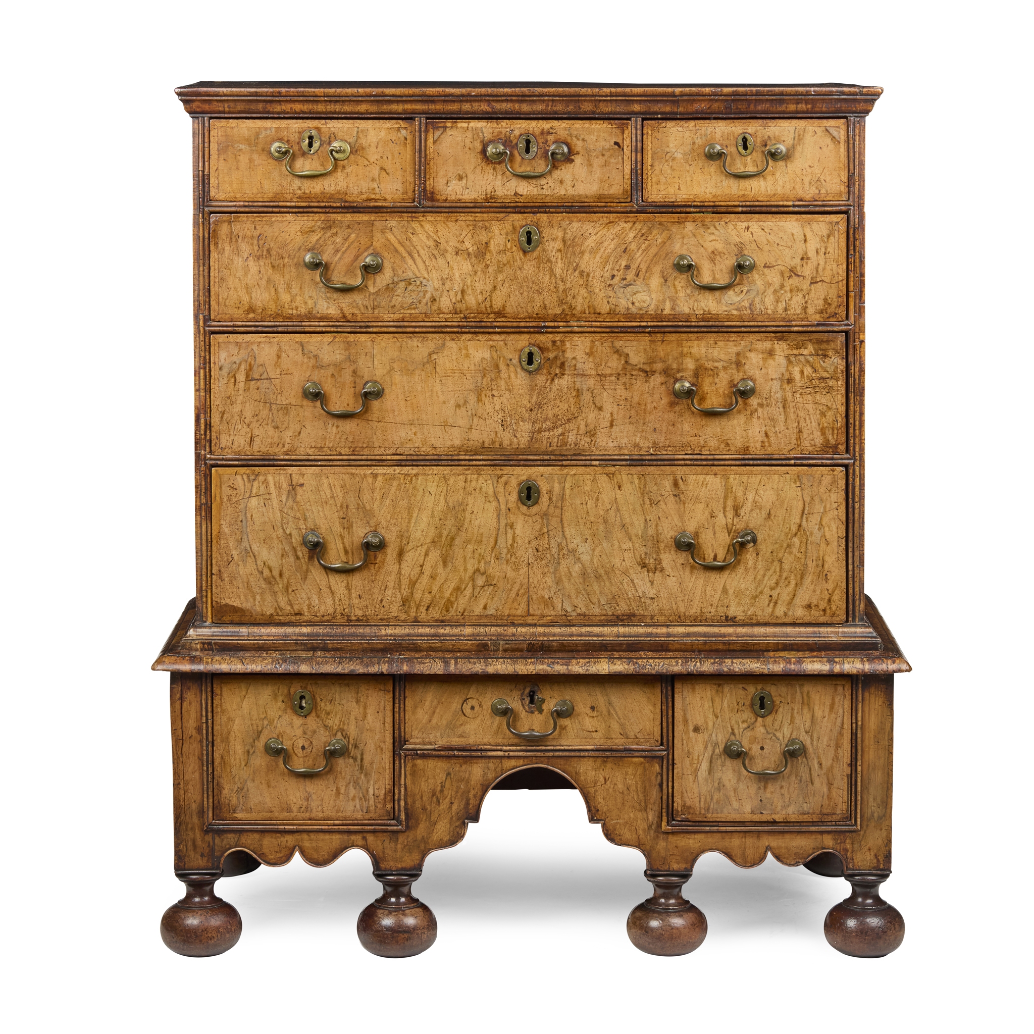 QUEEN ANNE WALNUT CHEST-ON-STAND