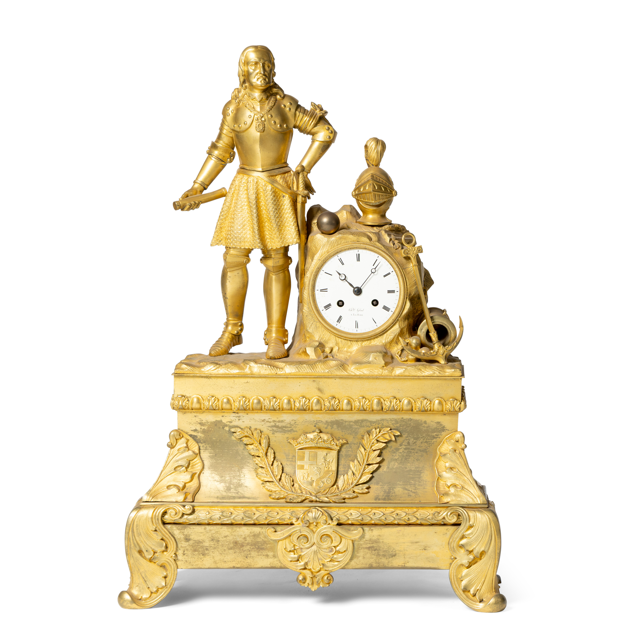 A FRENCH GILT BRONZE MANTEL CLOCK