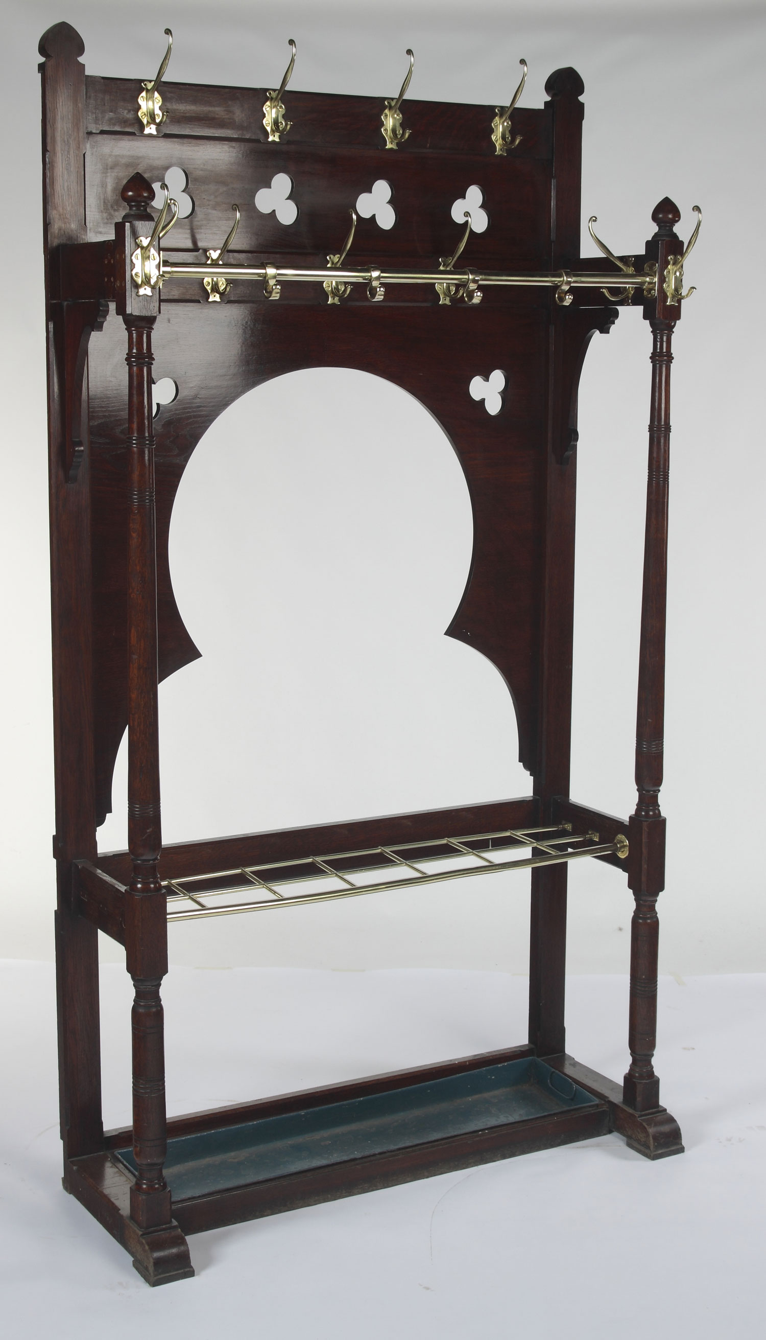 An impressive pair of Victorian oak Gothic Revival hall stands