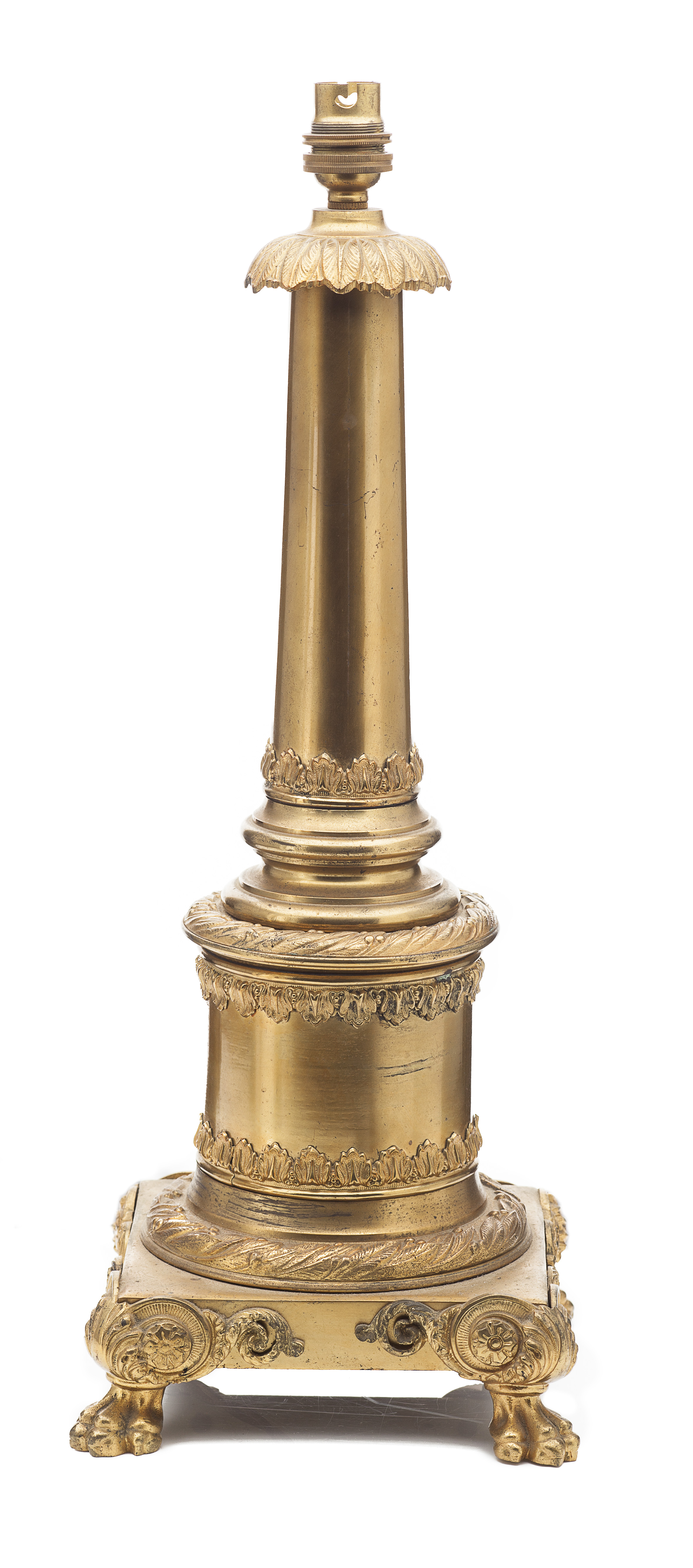 LACQUERED BRASS COLUMN LAMP