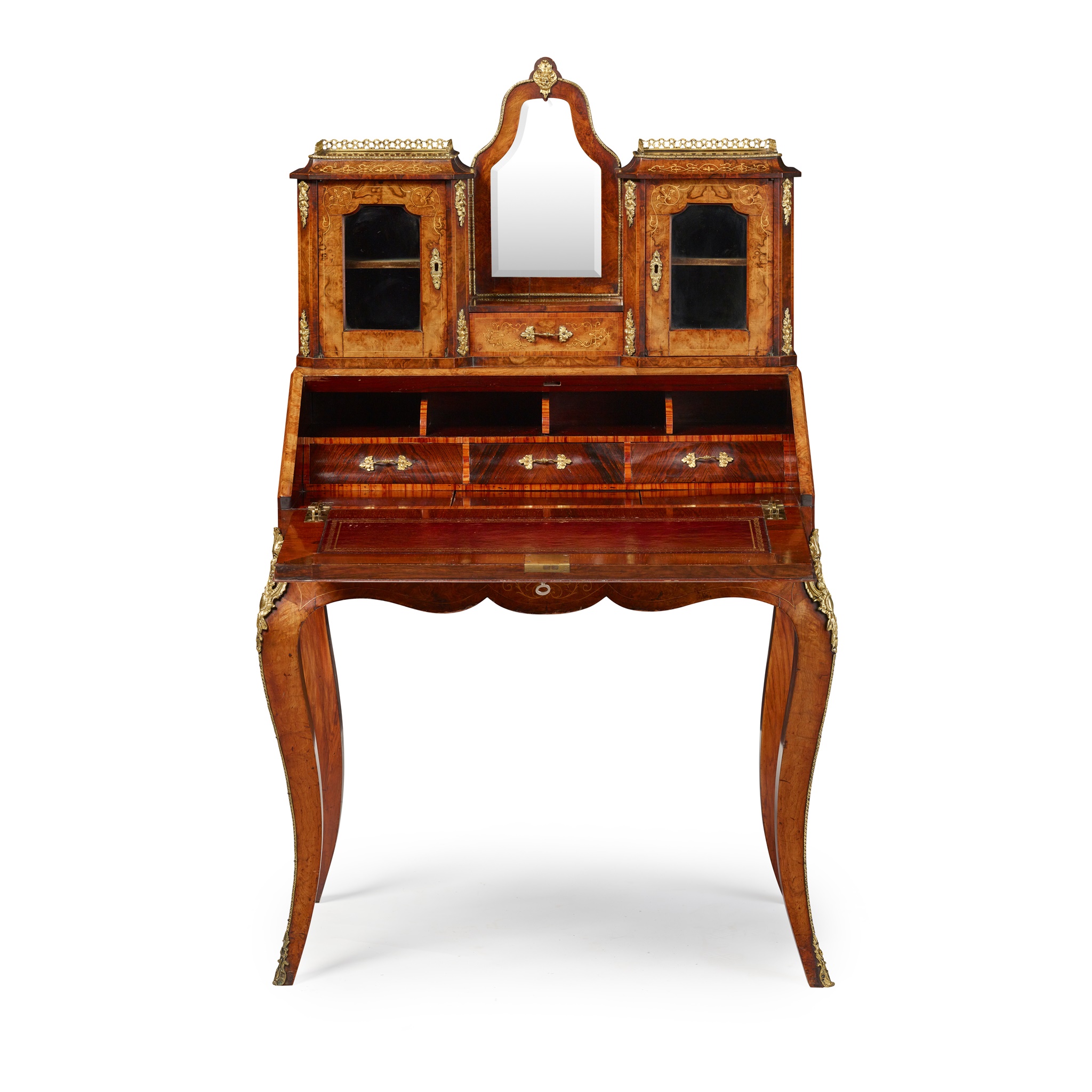 VICTORIAN BURR WALNUT, ROSEWOOD AND MARQUETRY BONHEUR DE JOUR