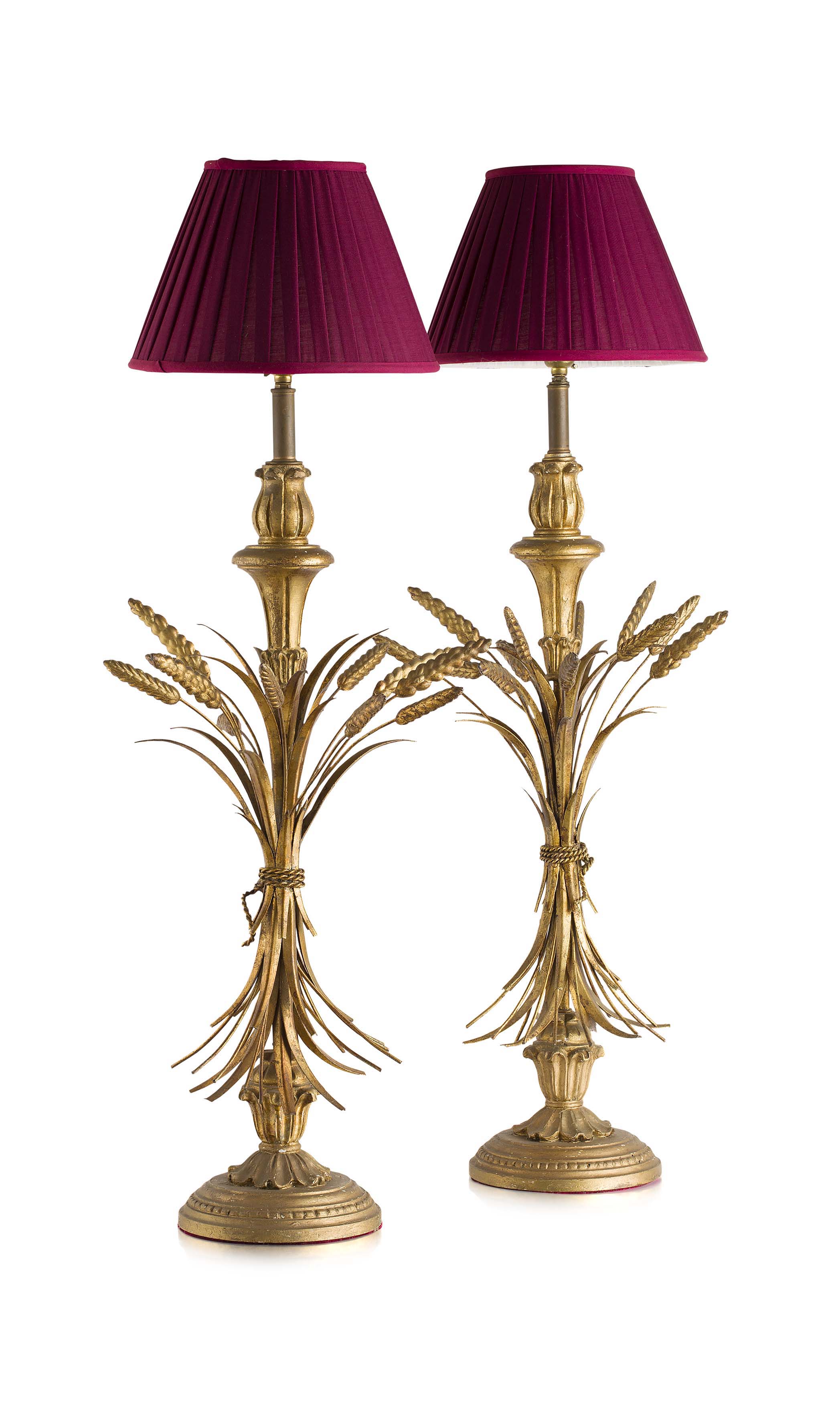 PAIR OF GILTWOOD AND METAL LAMPS
